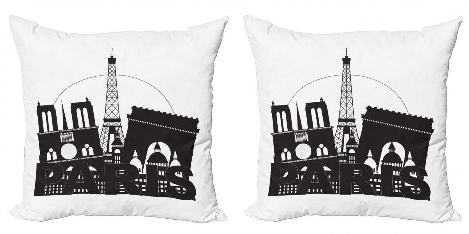 Kissenbezüge Modern Accent Doppelseitiger Digitaldruck, Abakuhaus (2 Stück), Eiffelturm Bold Monotone Paris