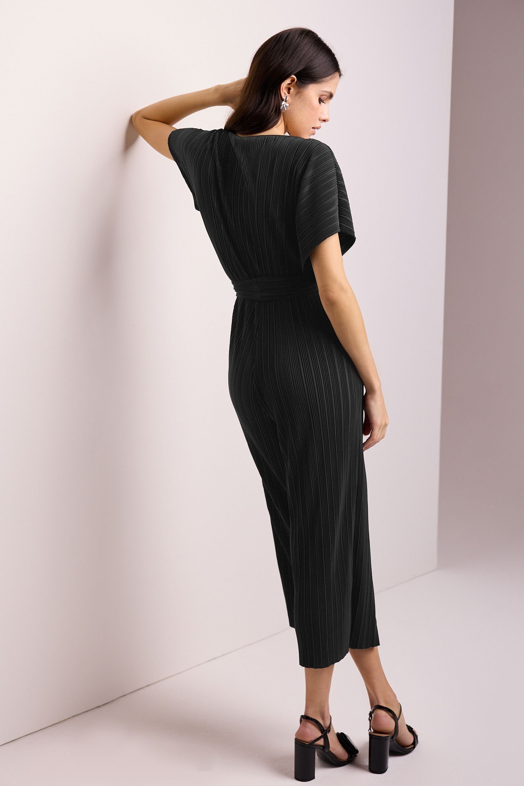 Next Jumpsuit Kurzärmeliger, weiter Plissée-Overall – günstig online kaufen