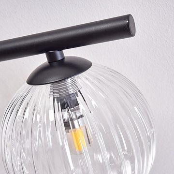 hofstein Deckenleuchte Deckenlampe aus Metall/Glas in Schwarz/Klar in Riffel-Optik, ohne Leuchtmittel, Leuchte im Retro-Design aus Glas, 4 x G9 LED, ohne Leuchtmittel