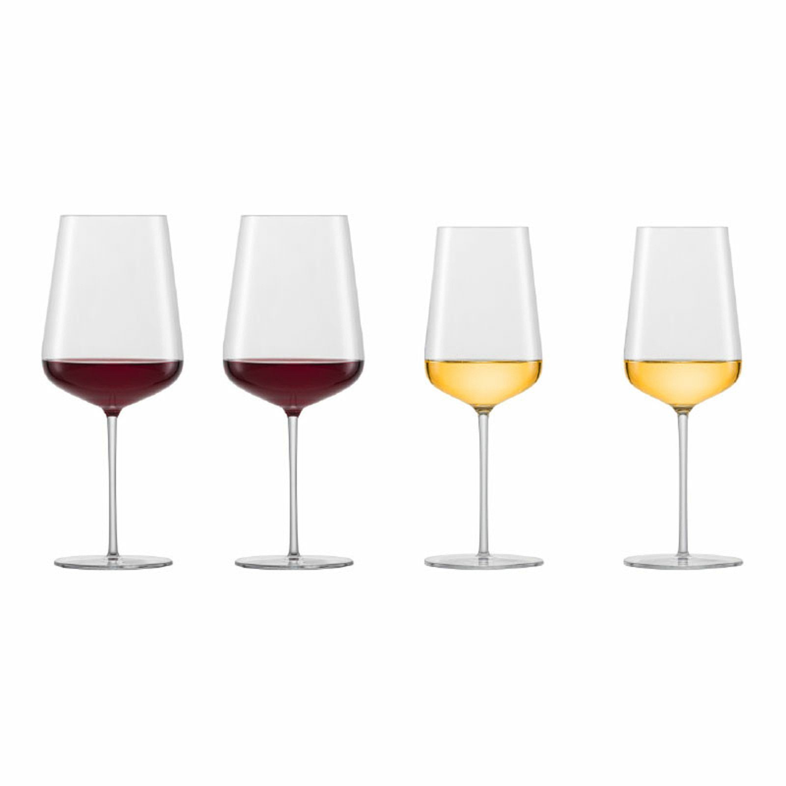 Glas Glas Set, Weingläser Zwiesel Bordeaux 4er und Vervino Chardonnay Glas