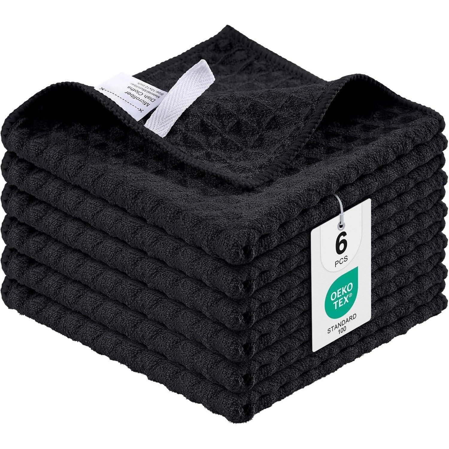 LuxusKollektion Microfasertücher 6er-Set Saugfähige Fusselfrei Küchentücher 30x30 cm Mikrofasertuch