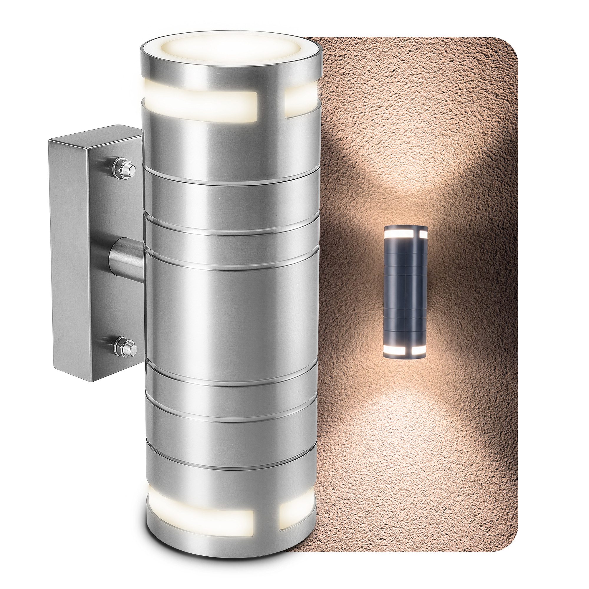 SSC-LUXon LED Außen-Wandleuchte ELARI Wandleuchte Wandlampe Up & Down fuer Aussen IP44 mit 2x LED, Neutralweiß