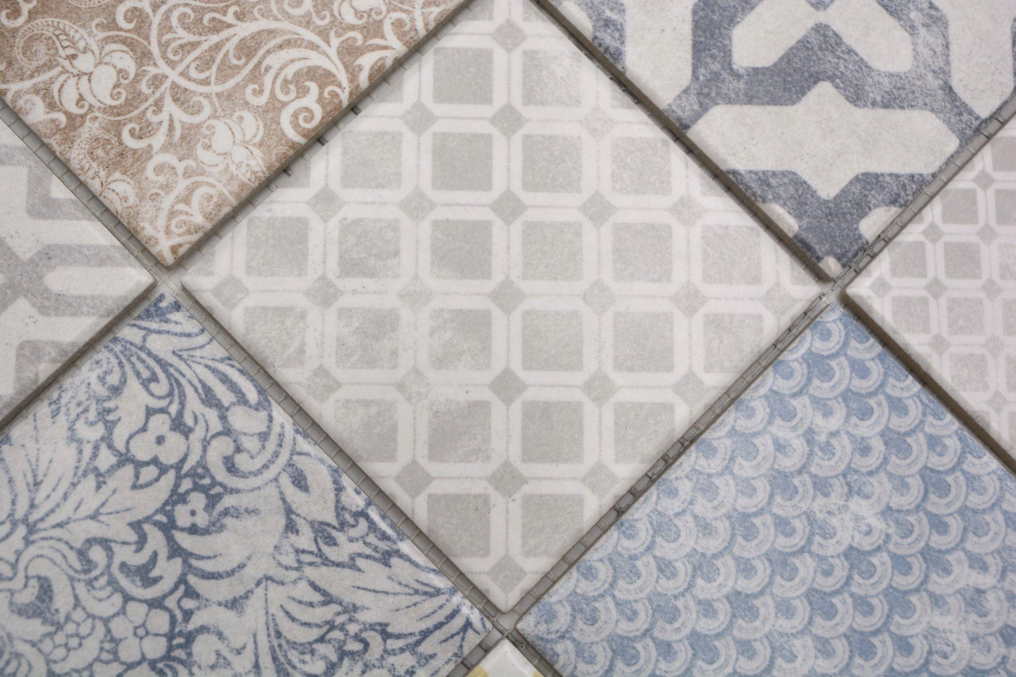 Mosani Bodenfliese Mosaik Keramik Steinzeug mehrfarbig Retro Küche Bad Dusc günstig online kaufen