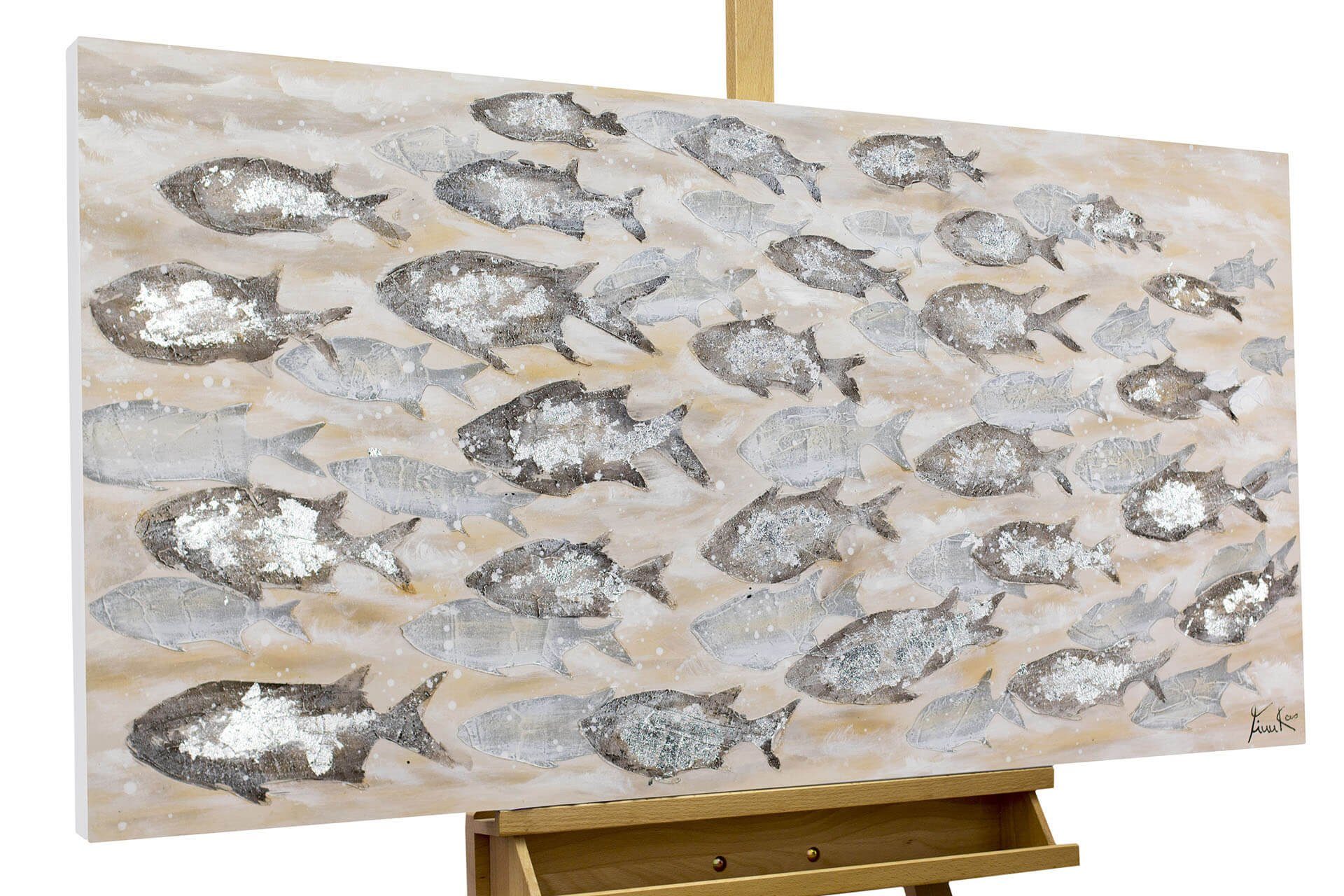 KUNSTLOFT Gemälde Standing Strong 120x60 cm, Leinwandbild 100% HANDGEMALT Wandbild Wohnzimmer