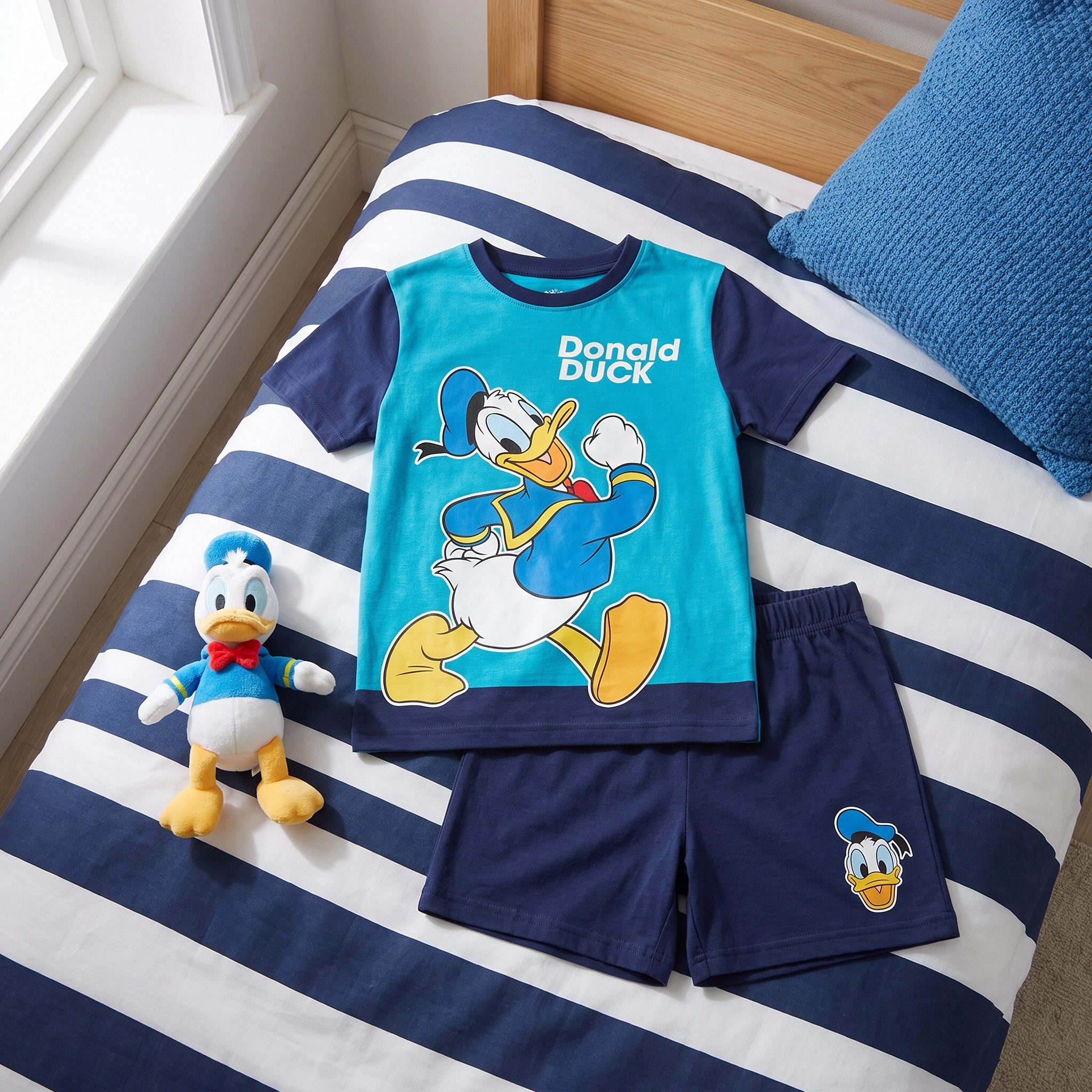 Disney Print-Shirt Disney Donald Duck Kinder Jungen Sommerset Shorts plus T-Shirt Gr. 98 bis 128 - 100% Baumwolle