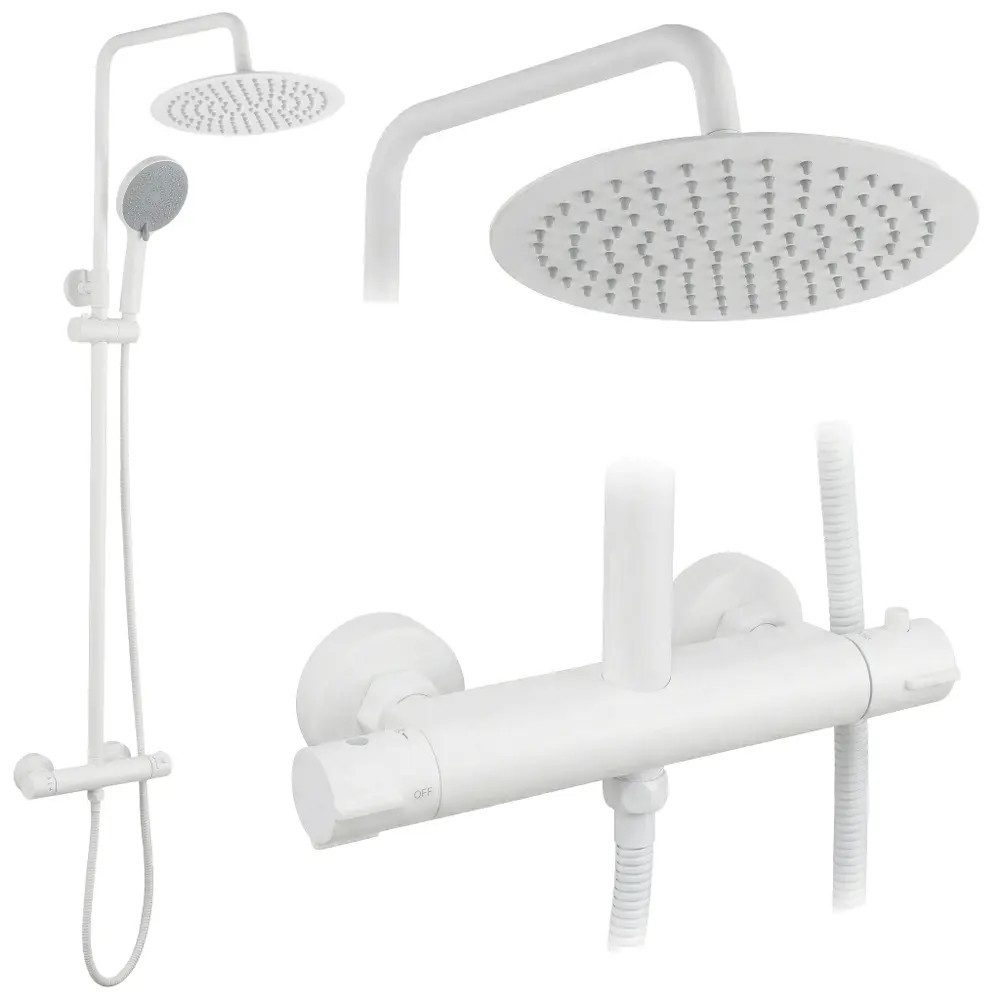 wohnwerk.idee Duschsystem Regendusche Dusche Set Duscharmatur mit Handbrause und Thermostat, ohne Wannenauslauf, höhenverstellbar