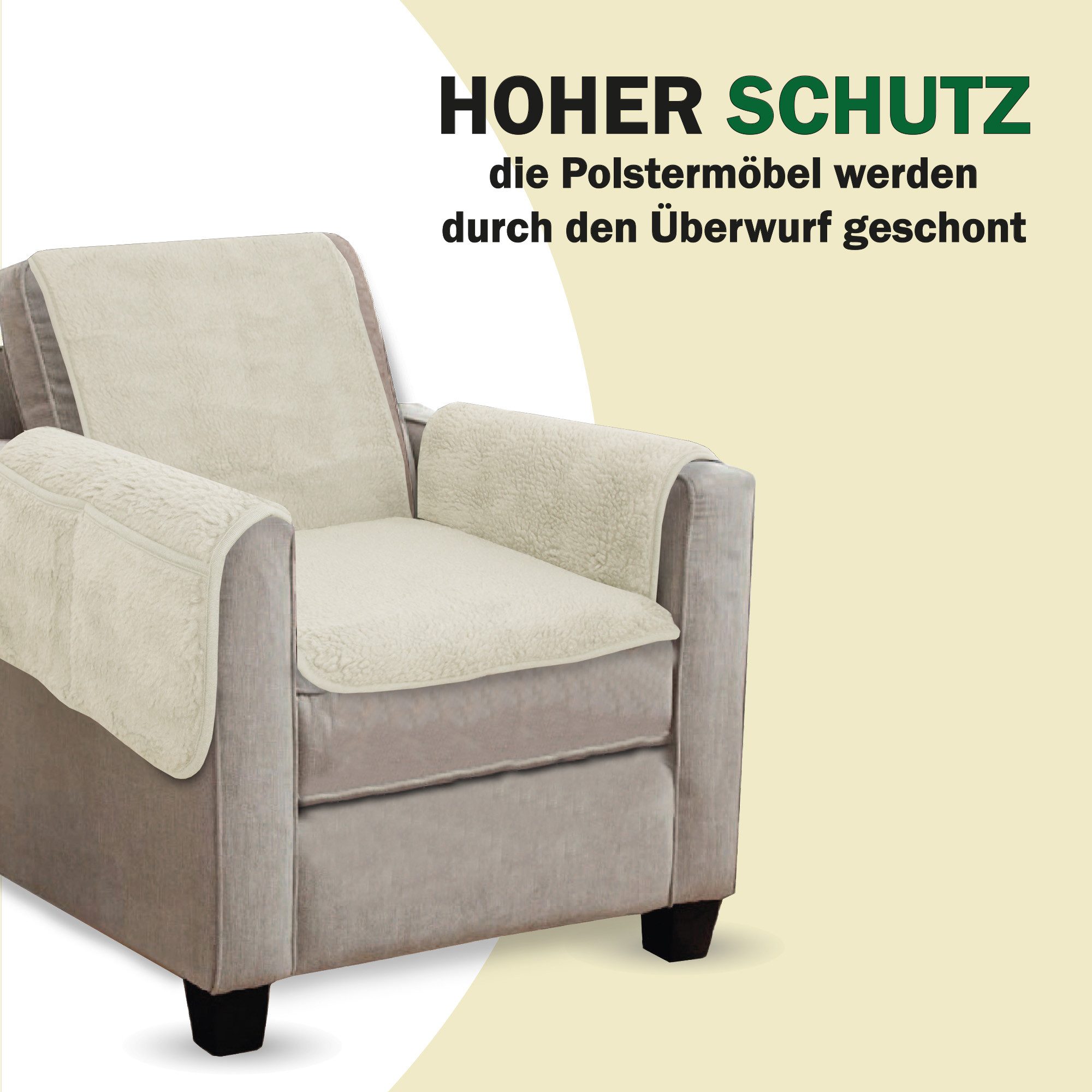 Bestlivings Sesselschoner Lammflor Optik, Sesselüberwurf flauschig günstig online kaufen
