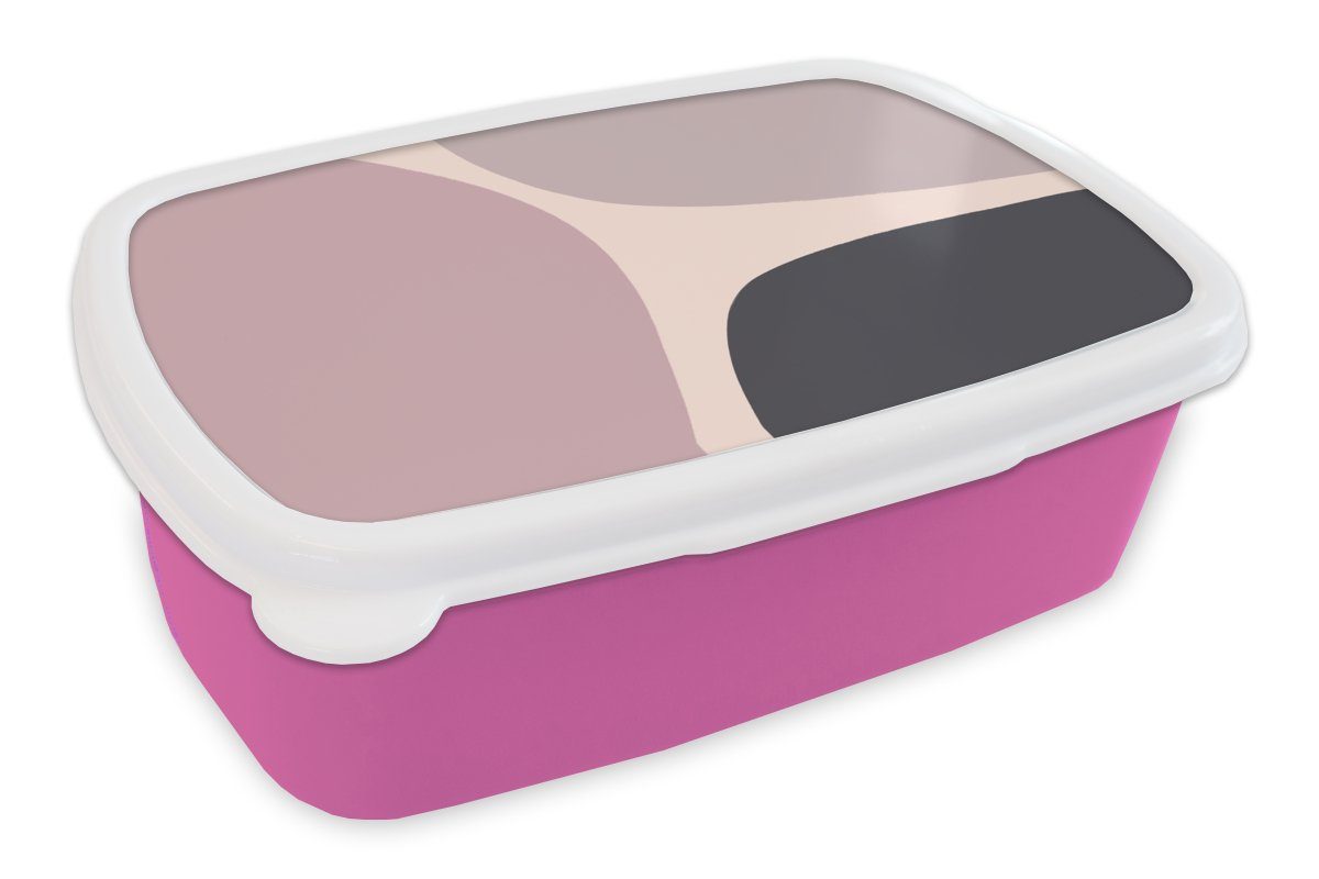 MuchoWow Lunchbox Pastell - Gestaltung - Minimalismus, Kunststoff, (2-tlg), Brotbox für Erwachsene, Brotdose Kinder, Snackbox, Mädchen, Kunststoff rosa