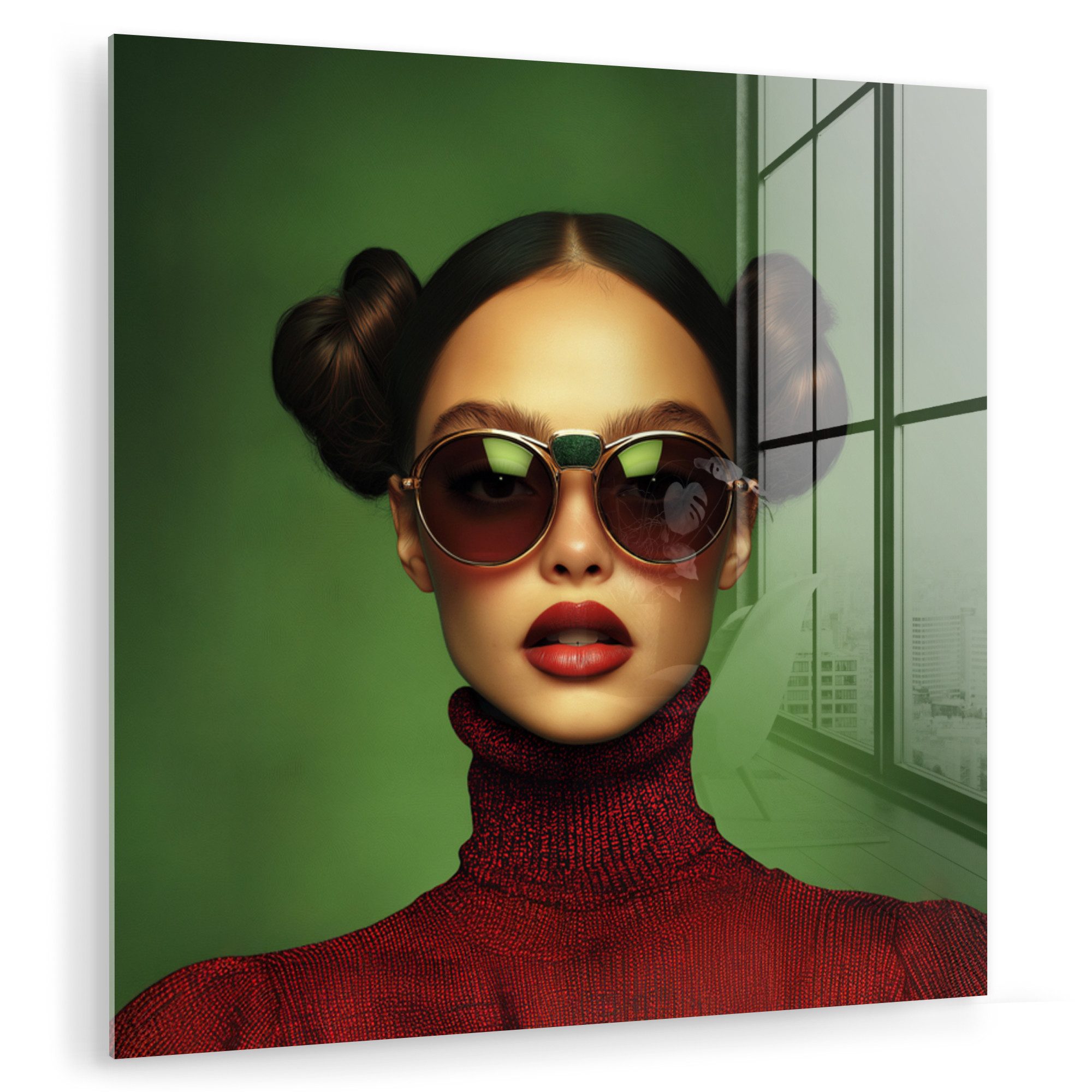 MuchoWow Acrylglasbild Frau - Grün - günstig online kaufen