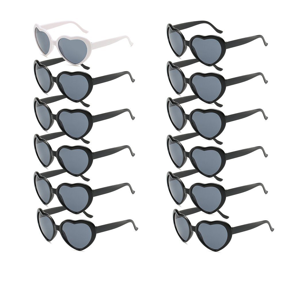 GelldG Sonnenbrille Herz Sonnenbrille, Hippie Herzförmige Brille, Deko Accessoires Weiß,Schwarz