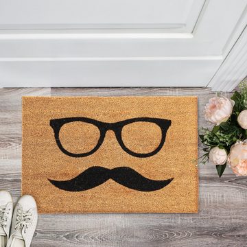 Fußmatte Kokos Fußmatte "Moustache", relaxdays, Höhe: 15 mm