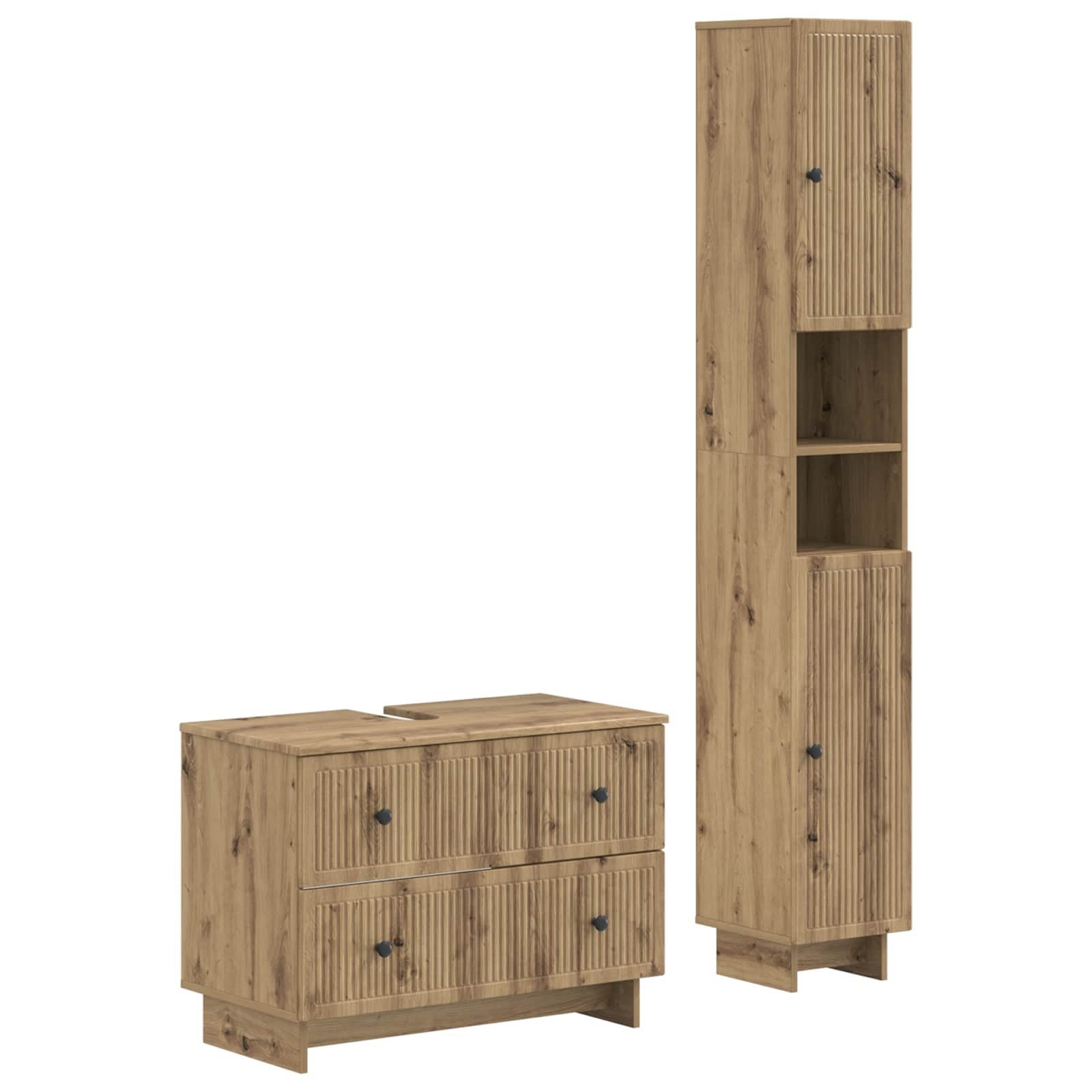 vidaXL Gartenlounge-Set 2-teiliges Badezimmer Schrank Set EDE Artisan-Eiche