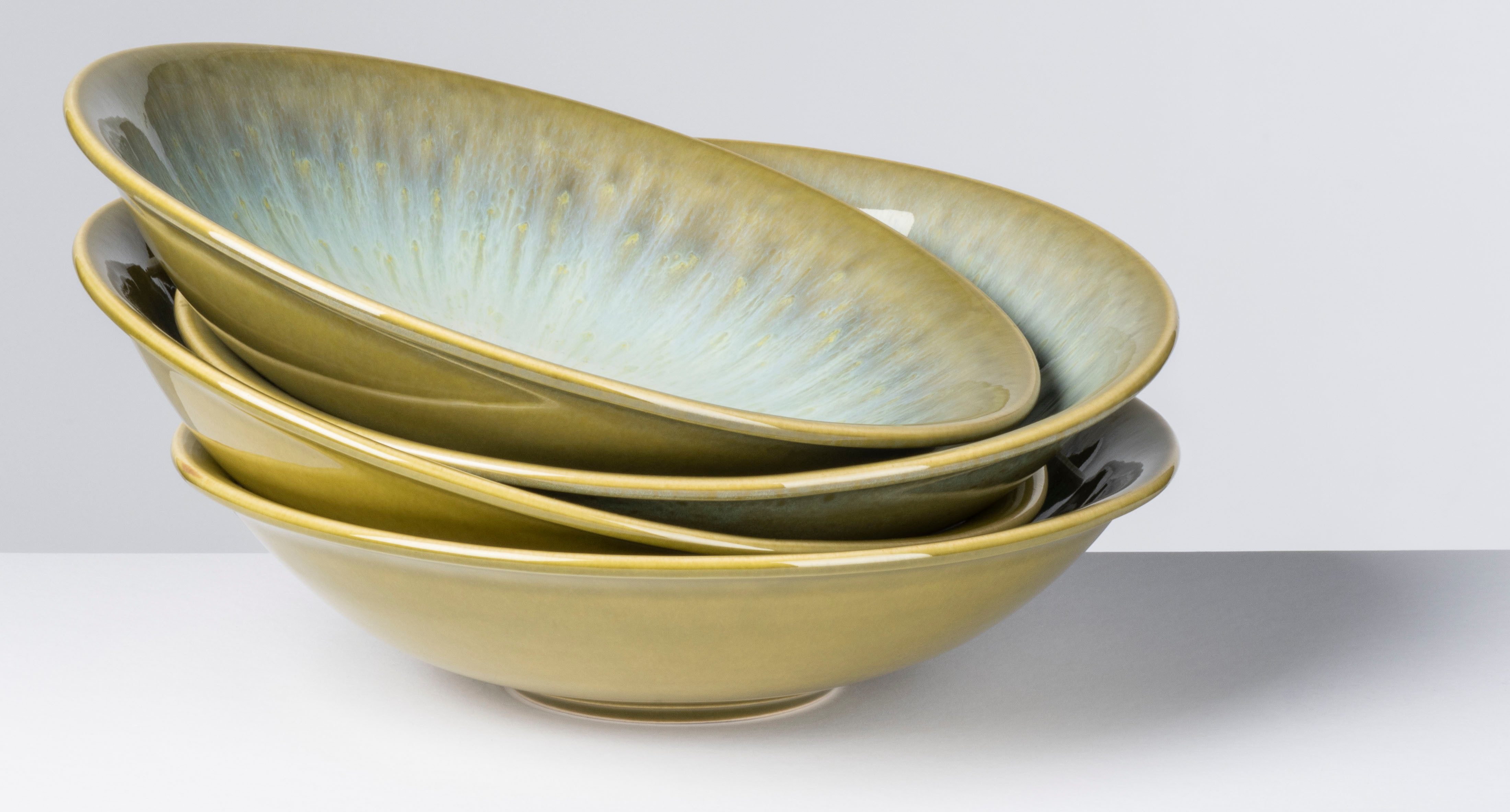 Gipfelstück Suppenteller Teller Set, Flussufer, (4 St), Reaktivglasur außergewöhnlicher, visueller Farbverlauf, Ø 21 cm