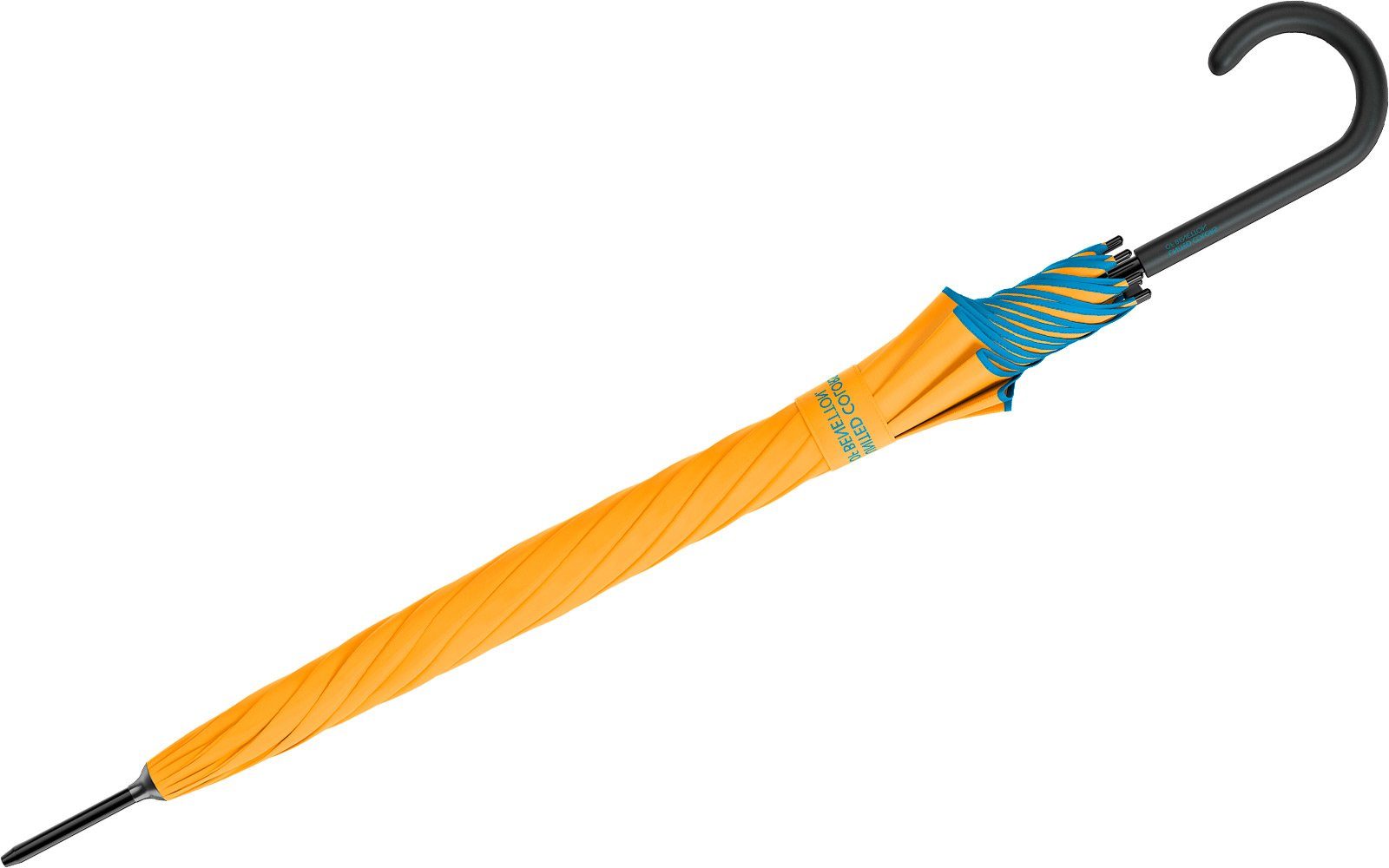 radiant mit Colors - Modefarben Langregenschirm of 2023 mit kontrastreichem Auf-Automatik Saum AC leuchtende yellow, FS United Benetton Long gelb-blau