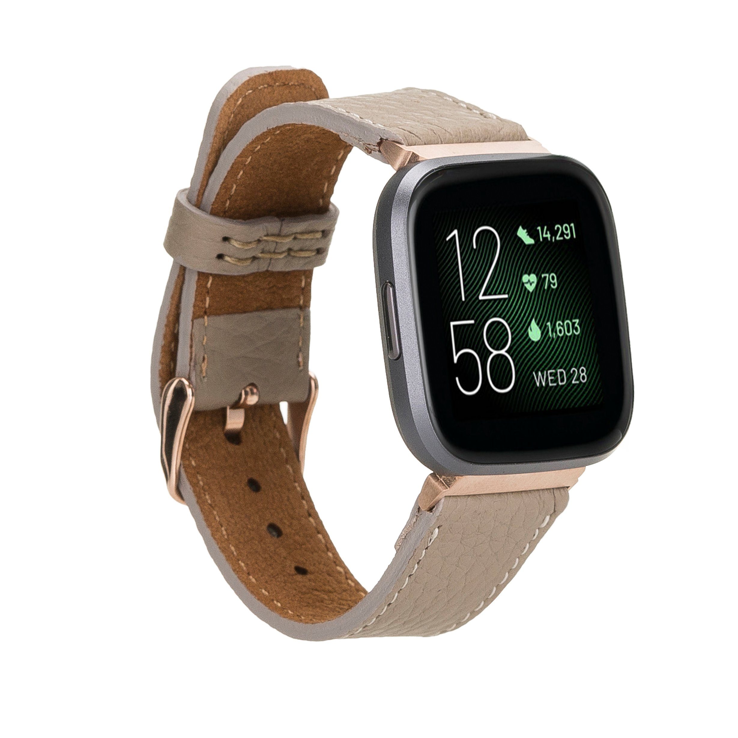 Renna Leather Smartwatch-Armband Fitbit Versa 4 / 3 / Sense & 2 Armband Echtes Leder Ersatzarmband