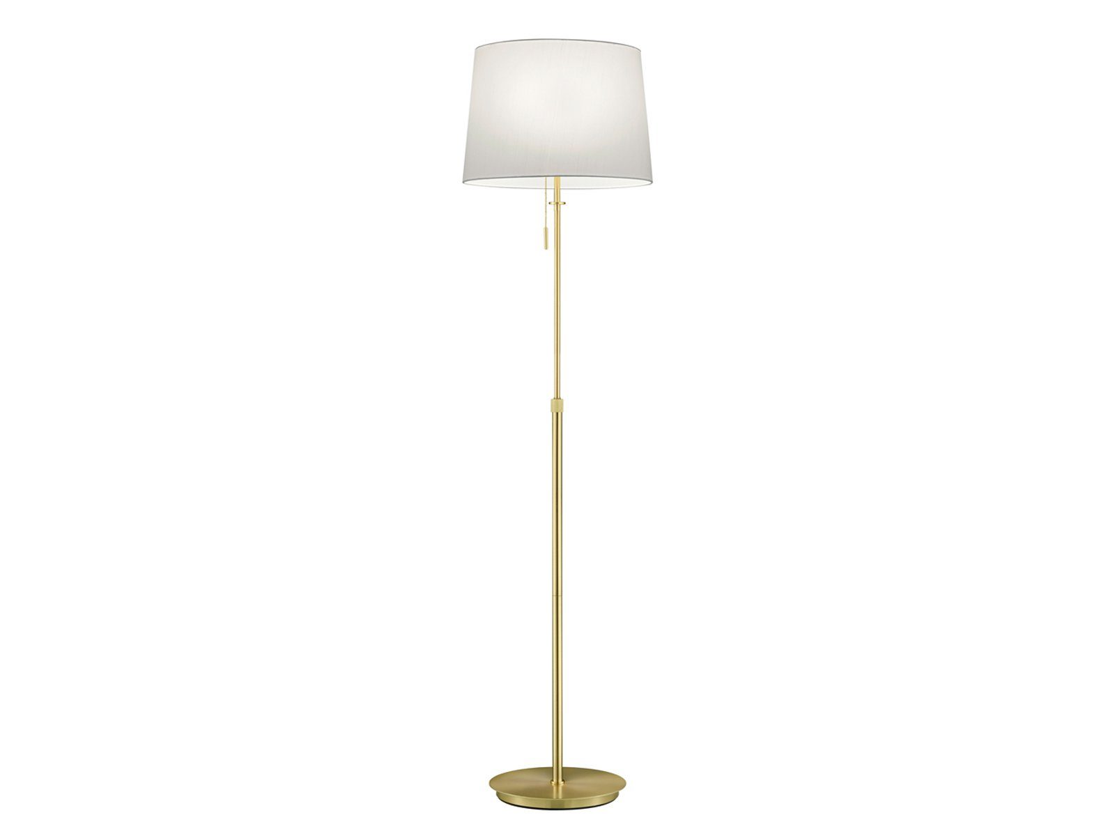 H Lampenschirm meineWunschleuchte Stoff Designklassiker Warmweiß, Messing wechselbar, golden LED Stehlampe, höhenverstellbar 138-180cm LED