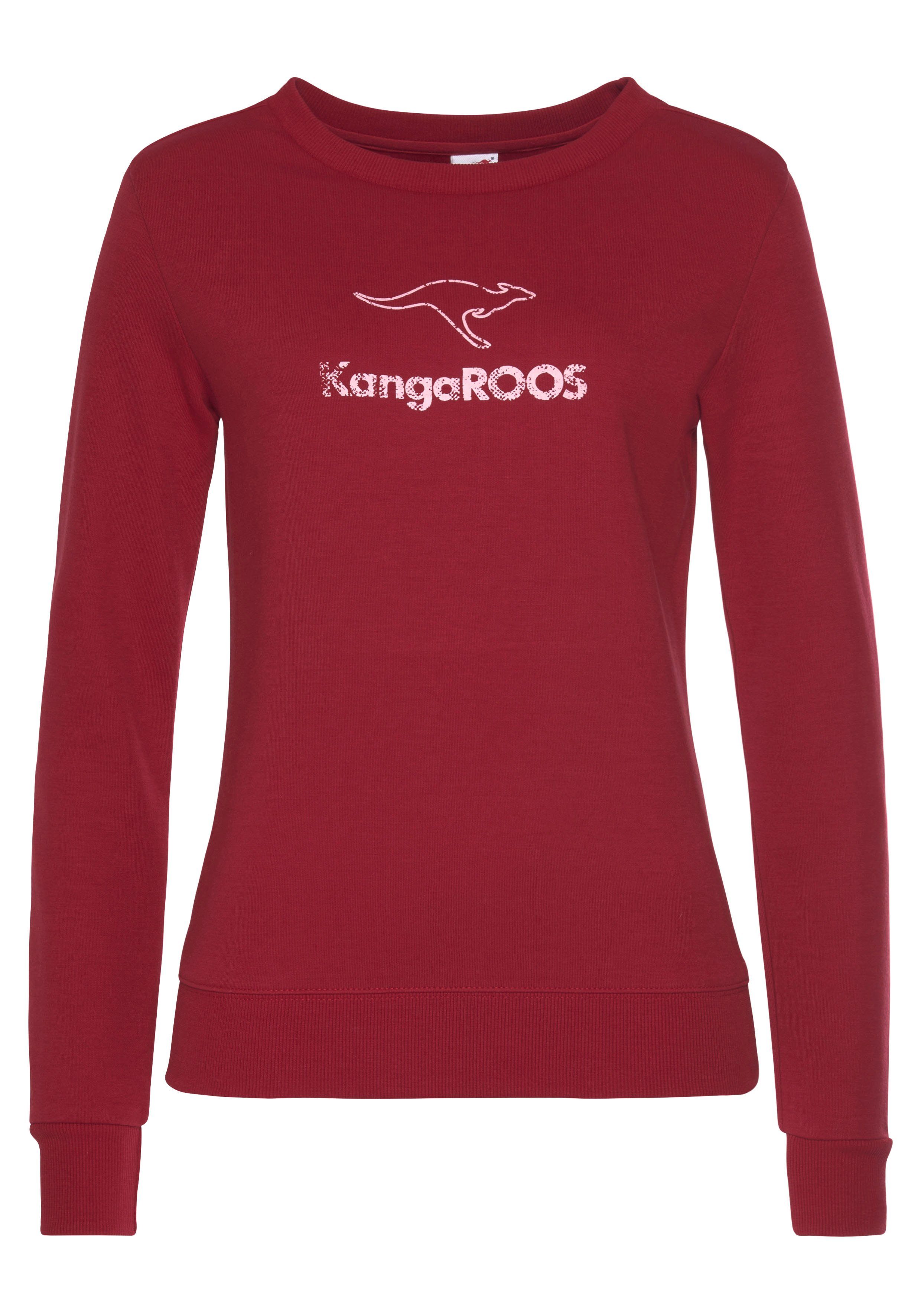 KangaROOS Sweatshirt mit Kontrastfarbenem Logodruck, rot Loungeanzug