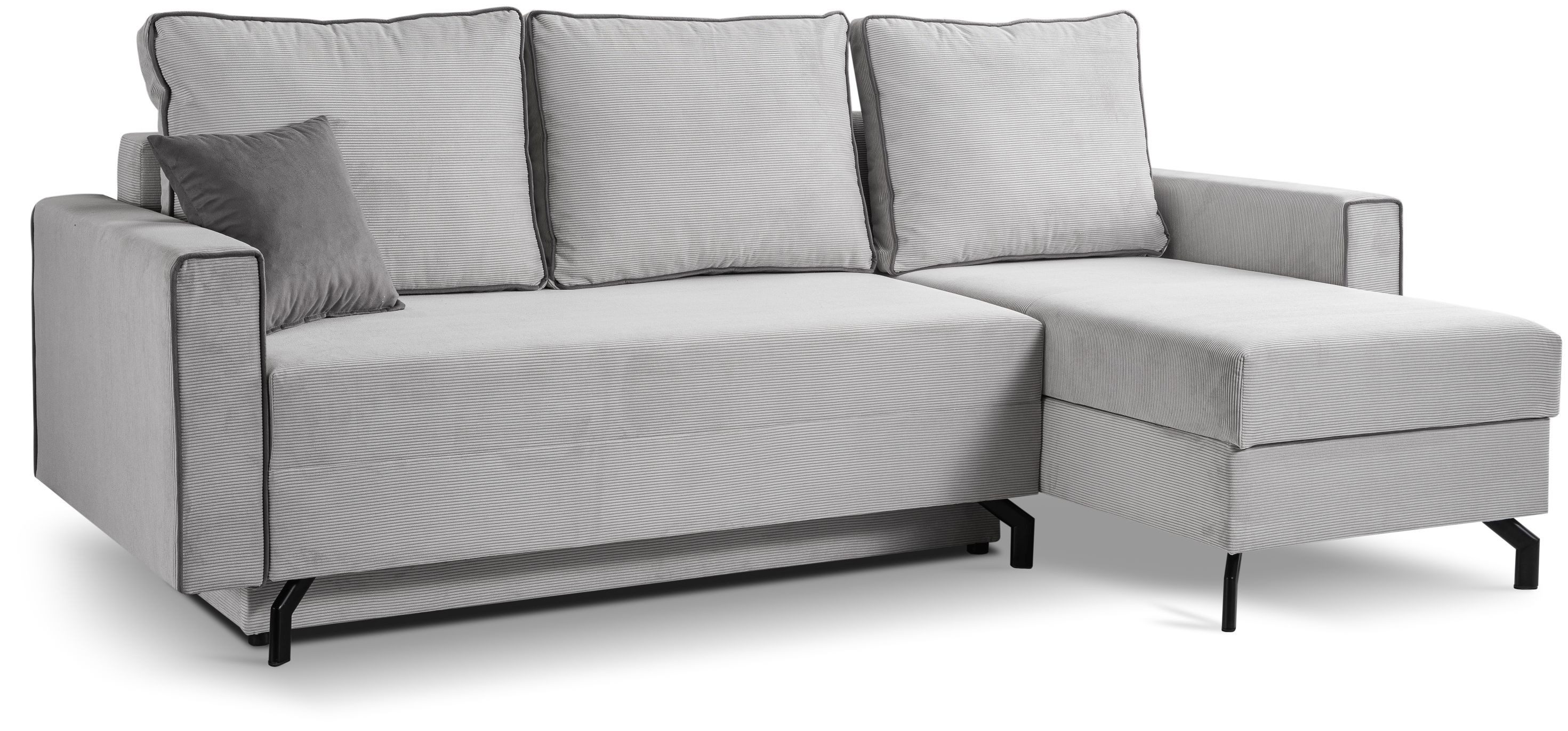 xonox.home Schlafsofa, in L-Form Recamiere rechts aus Cord in hellgrau B/H/T: 230x89x148cm