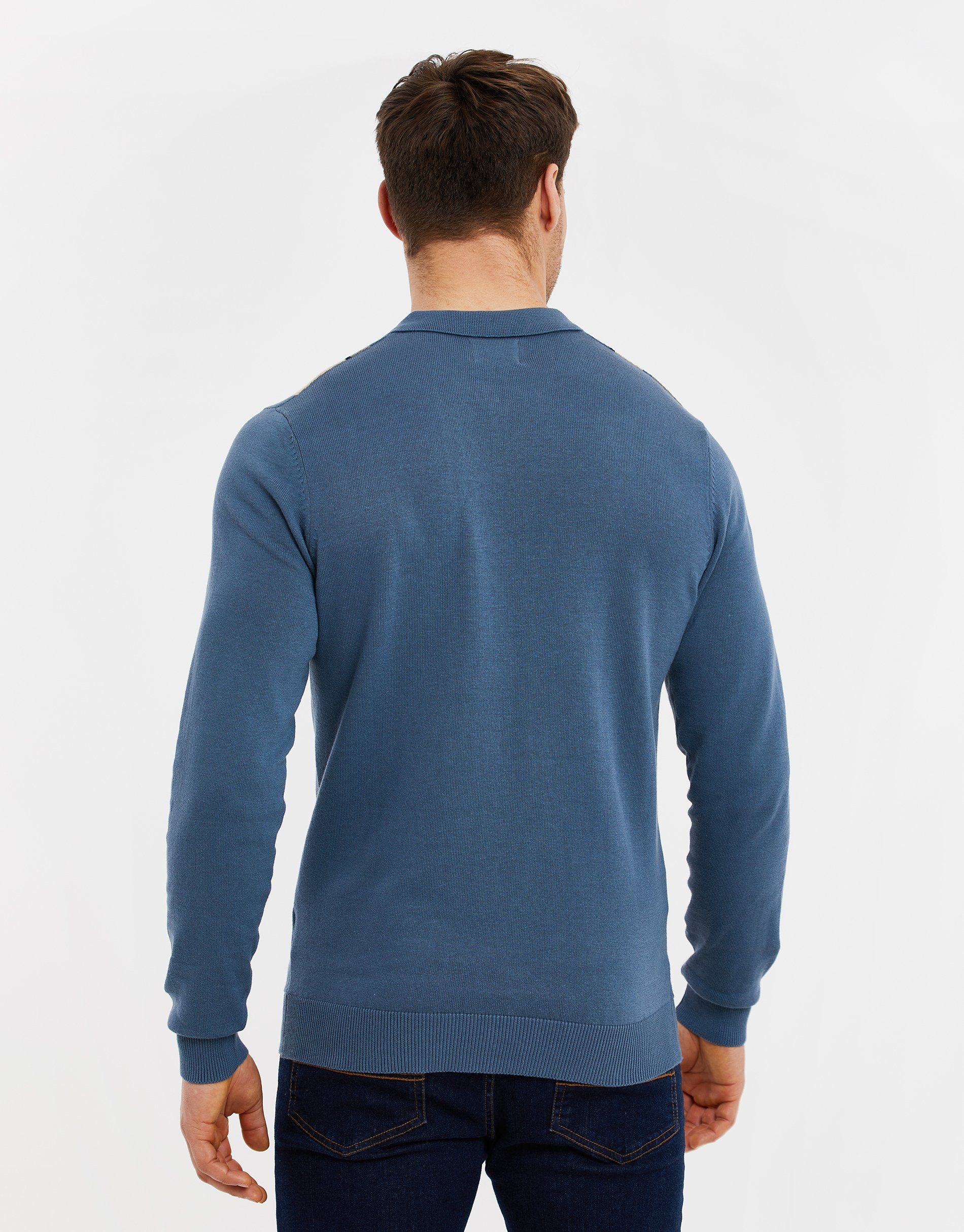 Threadbare Langarm-Poloshirt THBConnor Denim Blue Mix