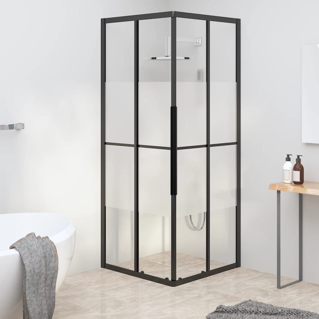 vidaXL Duschwand Duschkabine Halbmatt ESG 80x80x180 cm Schwarz