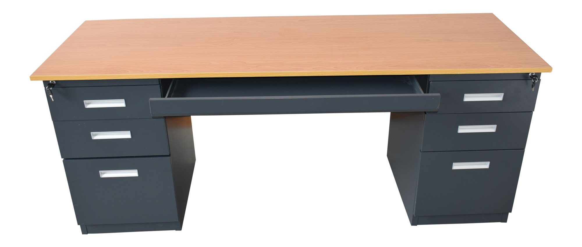 Jet-Line Schreibtisch Robuster Metallschreibtisch SAMARA 180cm mit 6 Sch