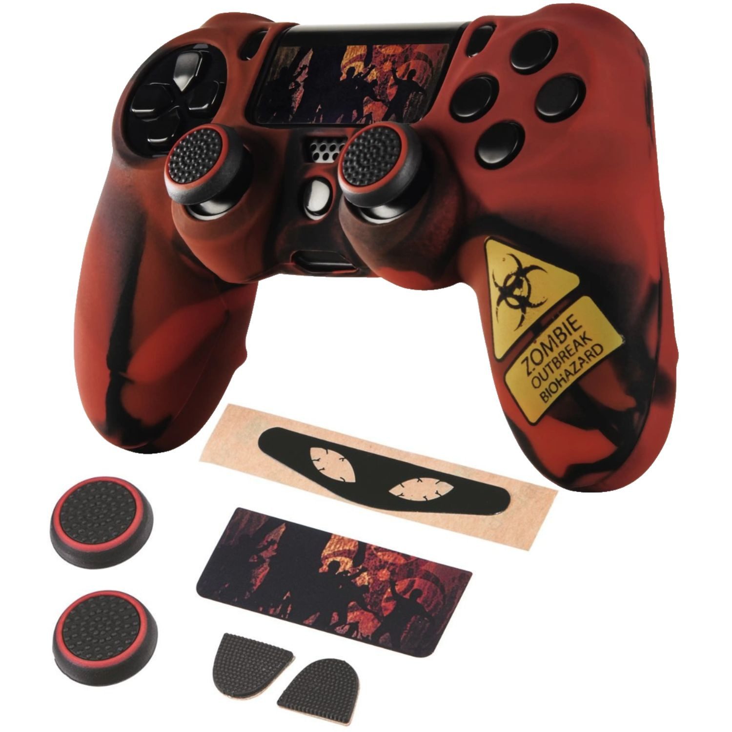 Hama Konsolen-Tasche Silikon Grip Skin Undead für Sony PS4 Controller, Schutz-Hülle Cover Case Gel Anti Rutsch Ergonomisch Schutz Pad Folie