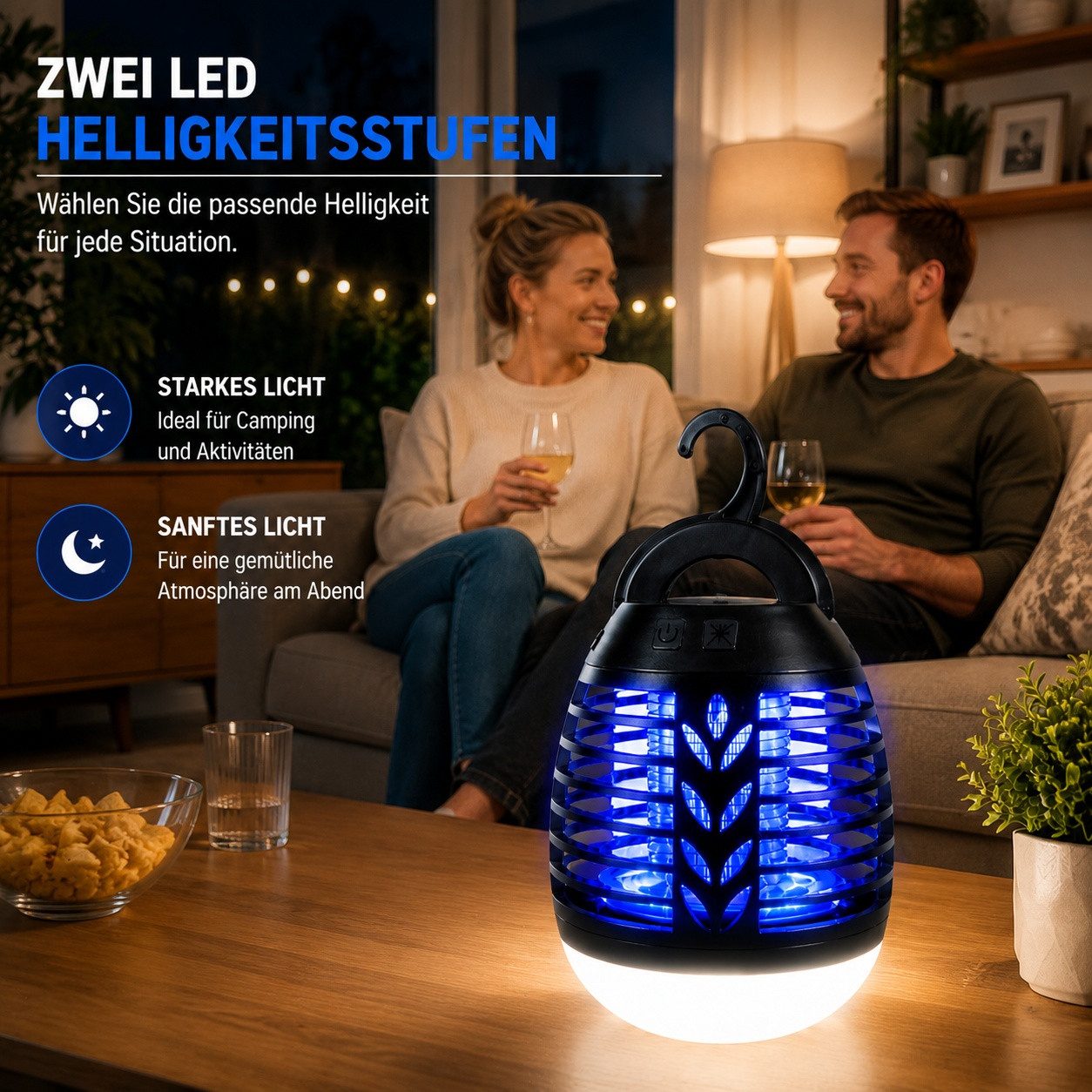 Fofile Insektenvernichter LED Mückenlampe USB Wiederaufladbar 3 Beleuchtungsmodi Wasserdicht, Tragbarer Insektenvernichter, für Indoor und Outdoor