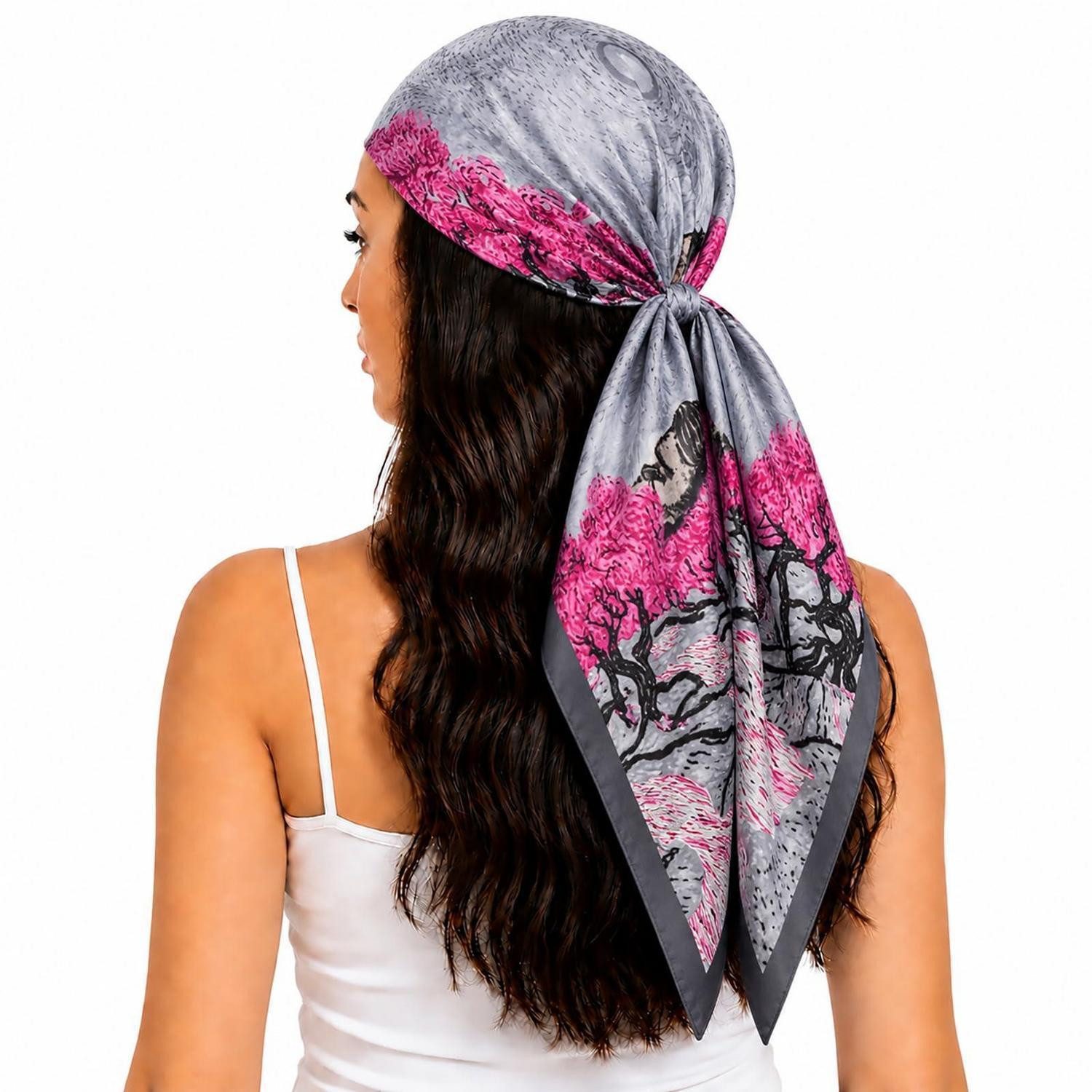 LuxusKollektion Halstuch Schal Damen Blumen Bandana 90x90cm bunt, (1-St)