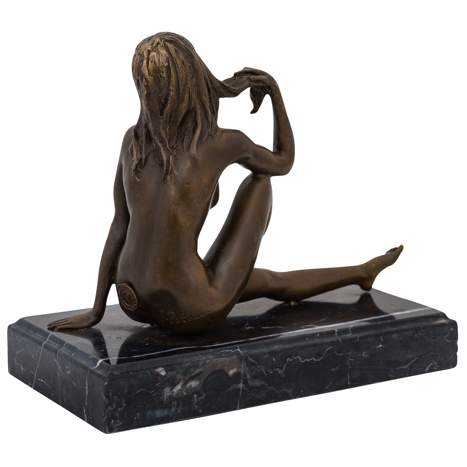 Aubaho Skulptur Bronzeskulptur Bronze Frau Erotik Bronzefigur sculpture Akt Antik-Stil Figur
