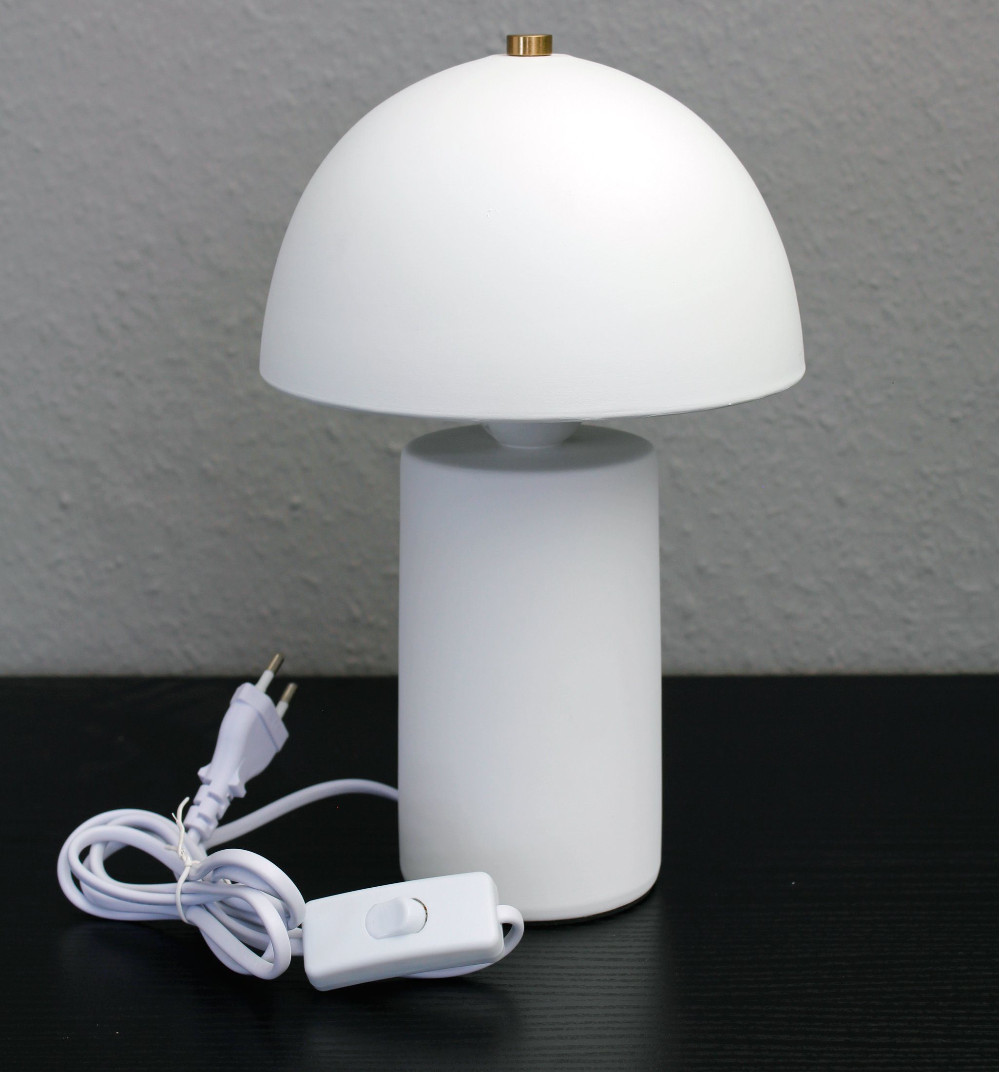 17x28 Weiß Beistelllampe kleine cm Pilz Nachttischlampe Leselampe Arnusa Tischlampe Teichleuchte modern, Leuchtmittel, Ohne Keramik blendfrei