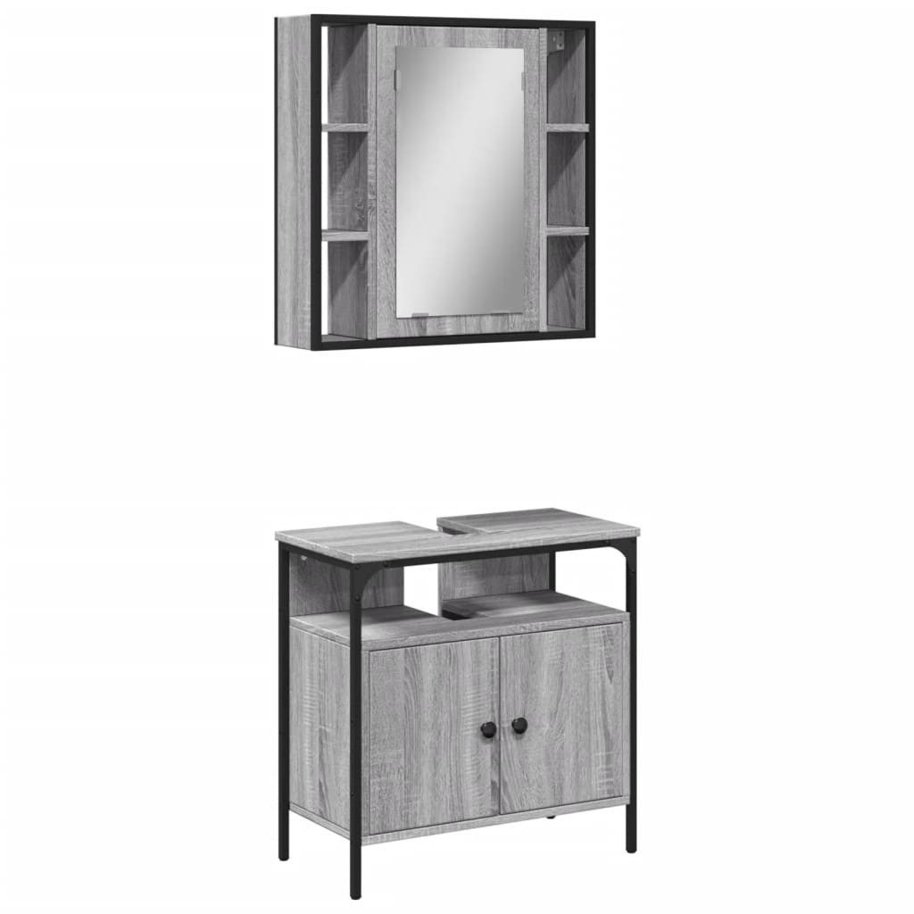 vidaXL Badezimmer-Set 2-tlg. Badmöbel-Set Grau Sonoma günstig online kaufen