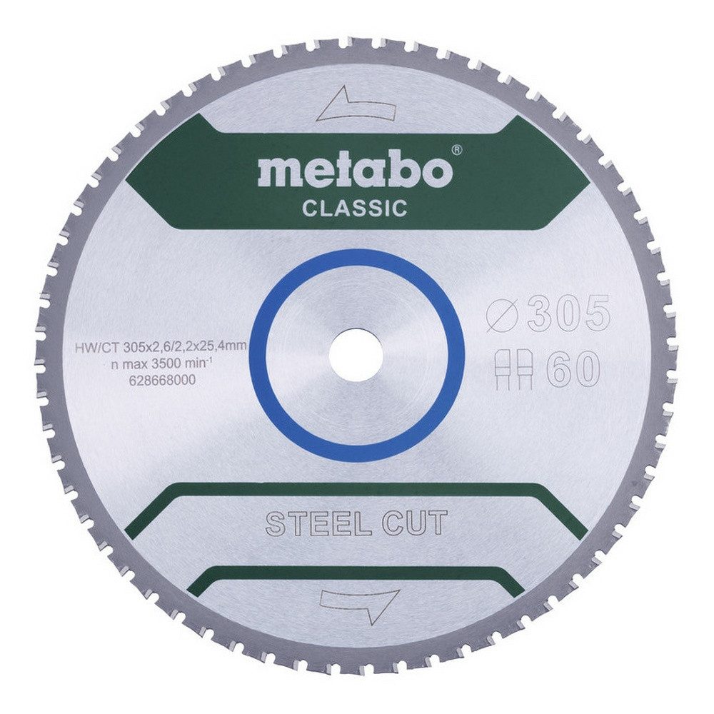 metabo Kreissägeblatt, "steel cut - classic", 305 x 25,4 mm, Zähnezahl 60, FZFA/FZFA 4°