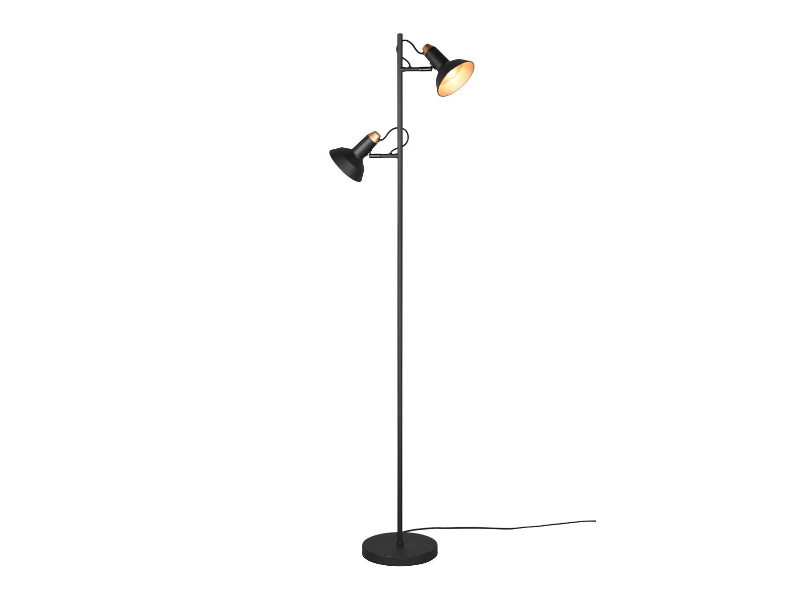 meineWunschleuchte LED Design-er Warmweiß, LED dimmbar Stehlampe, Schwarz Gold 2 Lese-lampe Ecke wechselbar, Industrial Spots Dimmfunktion, für