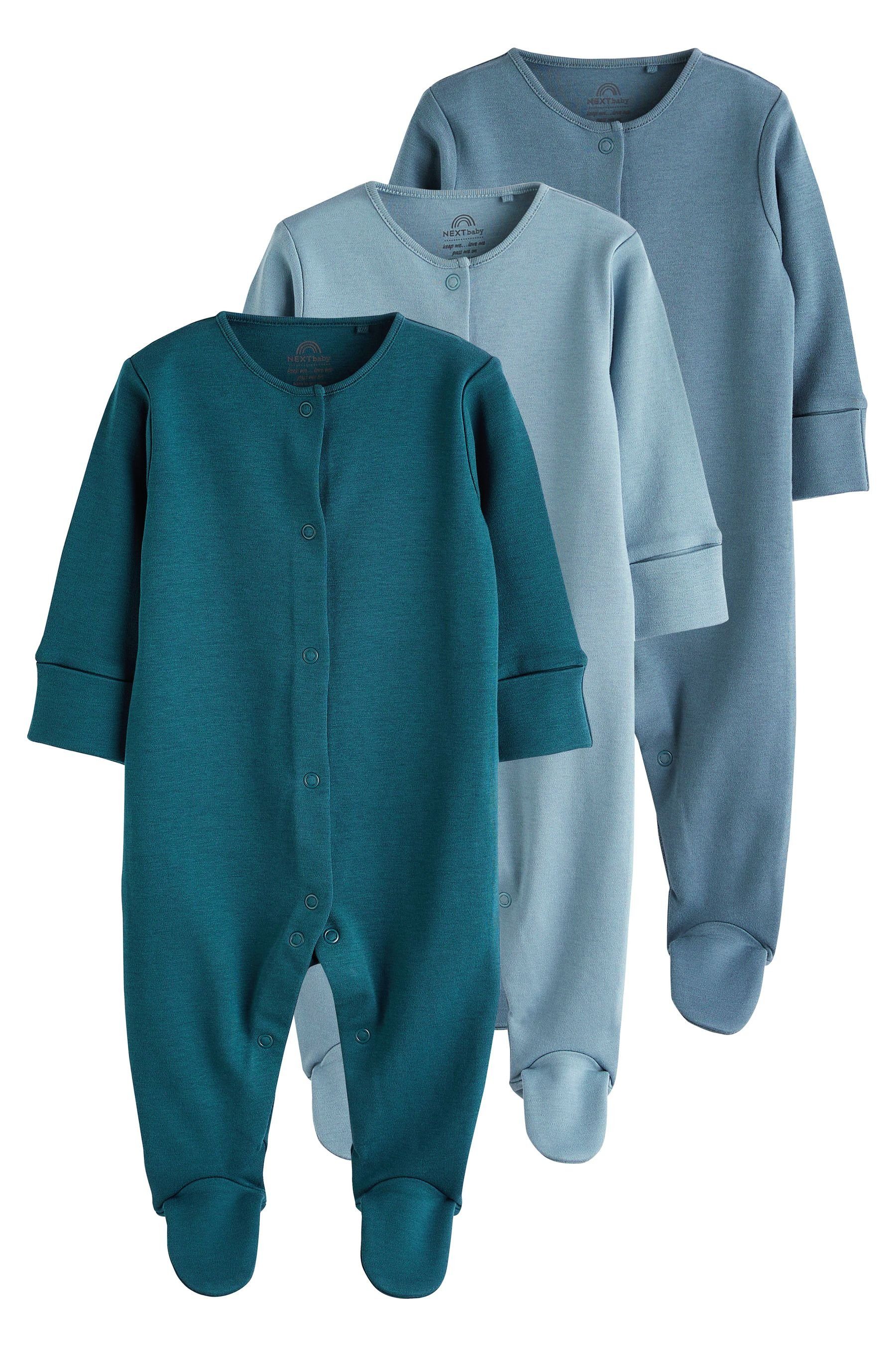 Schlafoverall Babyschlafanzüge aus Baumwolle im 3er-Pack