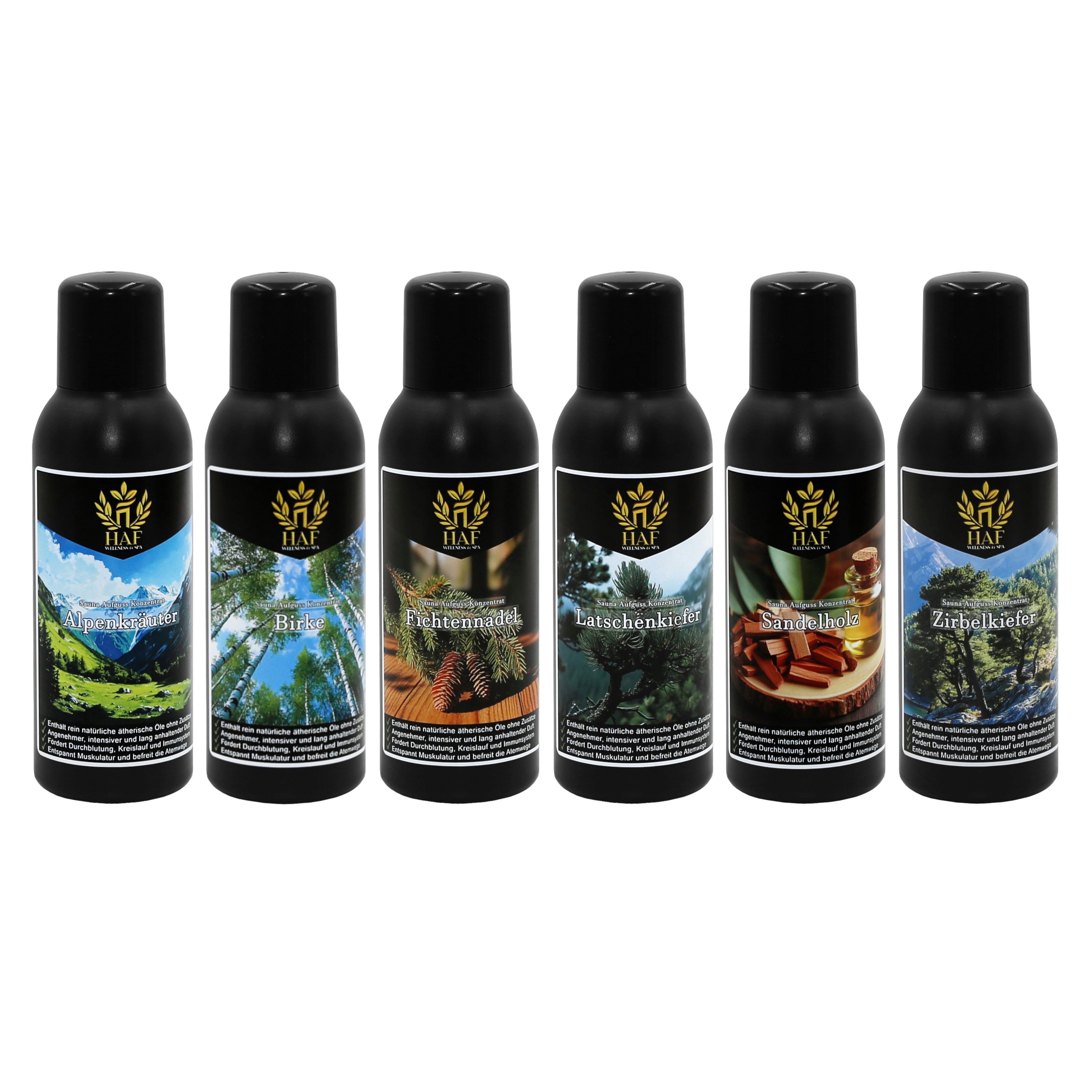 HAF Aufgusskonzentrat Sauna Aufguss Konzentrat 10 Sets in 4 Größen 400ml-1500ml Saunaaufguss, 600 ml, (Auswahl aus 10 verschiedenen Sets in den Größen:, 4x100ml, 6x100ml, 4x250ml, 6x250ml), Qualität: Made in Germany