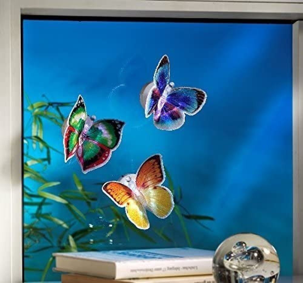 LED Dekofigur LED Schmetterlinge Butterflys 6er Set m Saugnapf Farbwechsel