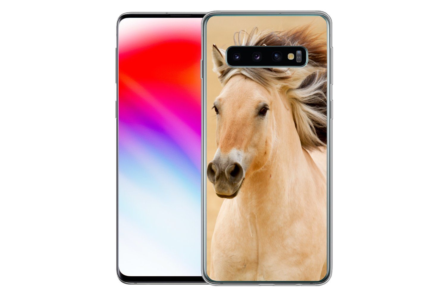 MuchoWow Handyhülle für Samsung Galaxy S10 Pferde - Tiere - Mähne - Porträt, Phone Case, Silikon, Schutzhülle Dünn