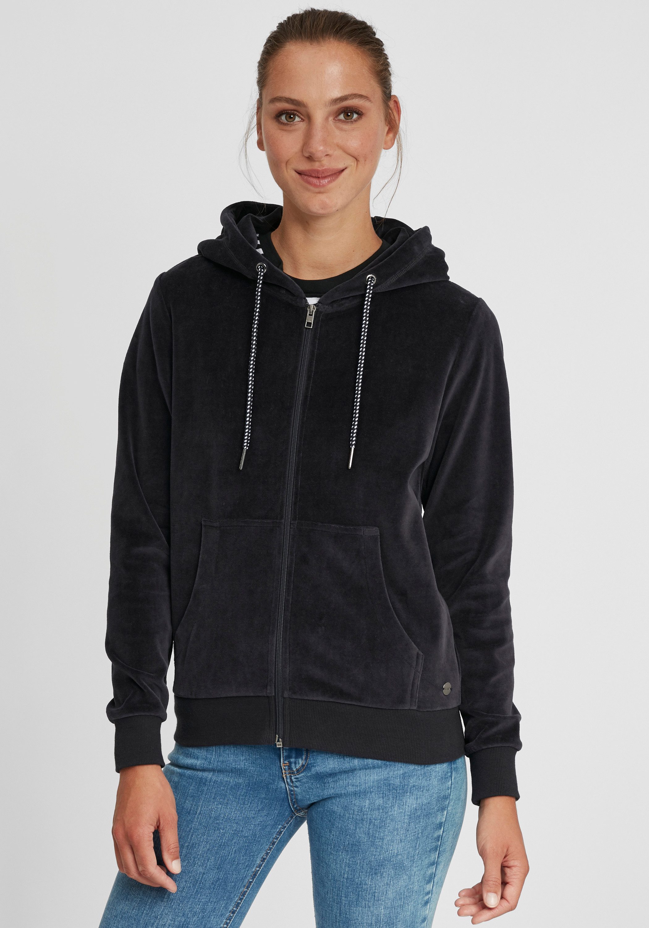 OXMO Kapuzensweatjacke OXNicky Kapuzenpullover aus Nicki-Stiff günstig online kaufen