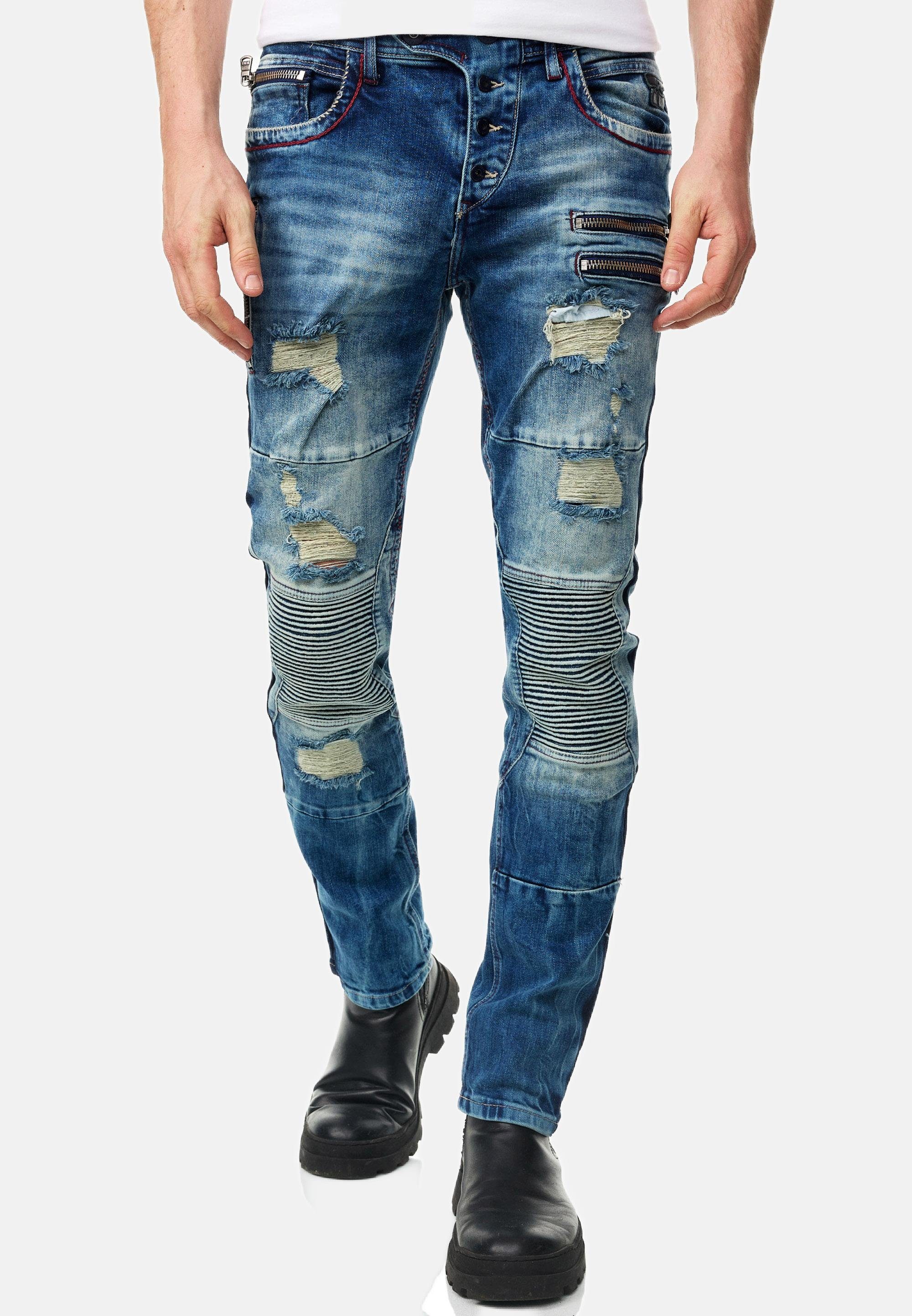 Rusty Neal Slim-fit-Jeans MISATO im modischen Used-Look jeansblau