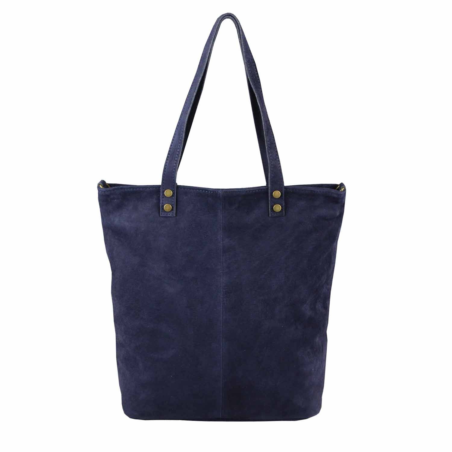 ITALYSHOP24 Schultertasche Made in Italy XL Damen Wildleder Tasche Shopper Umhängetasche Tote Bag, Cross Over Handtasche Ledertasche Hobo Bag City Bag Leichtgewicht
