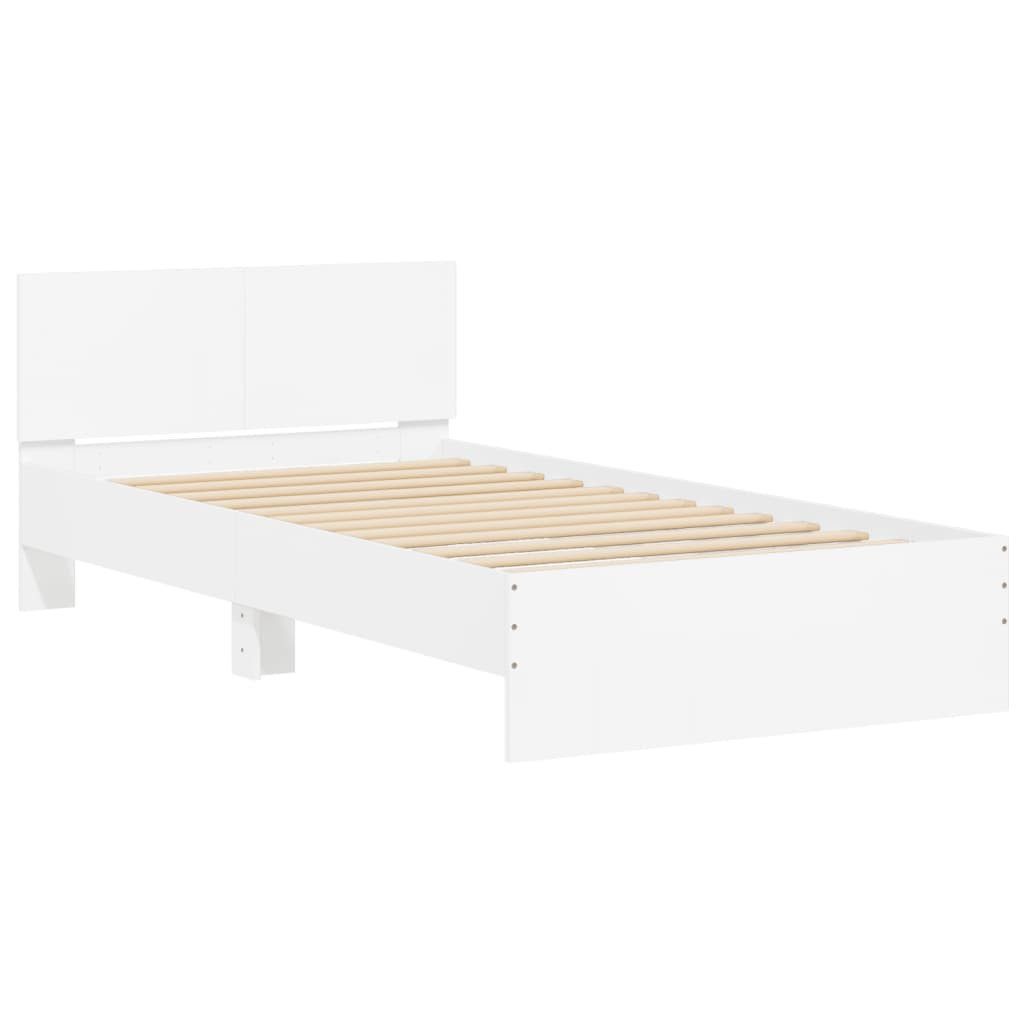 furnicato Bettgestell Weißes aus Holzwerkstoff mit Kopfteil 203x104x70 cm (1-tlg), Schlafmöbel mit Sperrholzlatten für stabile Matratzenlage und Halt