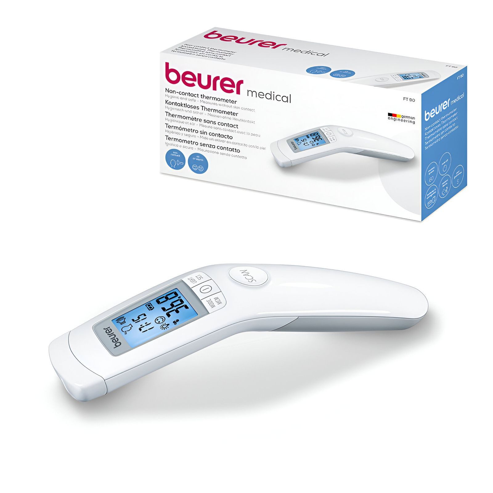 BEURER Infrarot-Fieberthermometer Beurer FT90 kontaktloses Fieberthermometer Baby-Thermometer Stirn