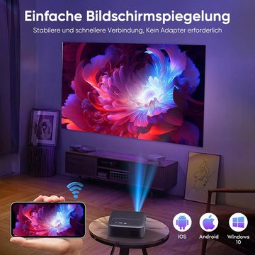 Puxinat 5G WLAN Zwei-Wege Bluetooth 4K Heimkino Portabler Projektor (20000 lm, 10000:1, 1920 x 1080 px, Mit Elektrischer Fokus und Trapezkorrektur und Zoom Kompatibel mit TV)