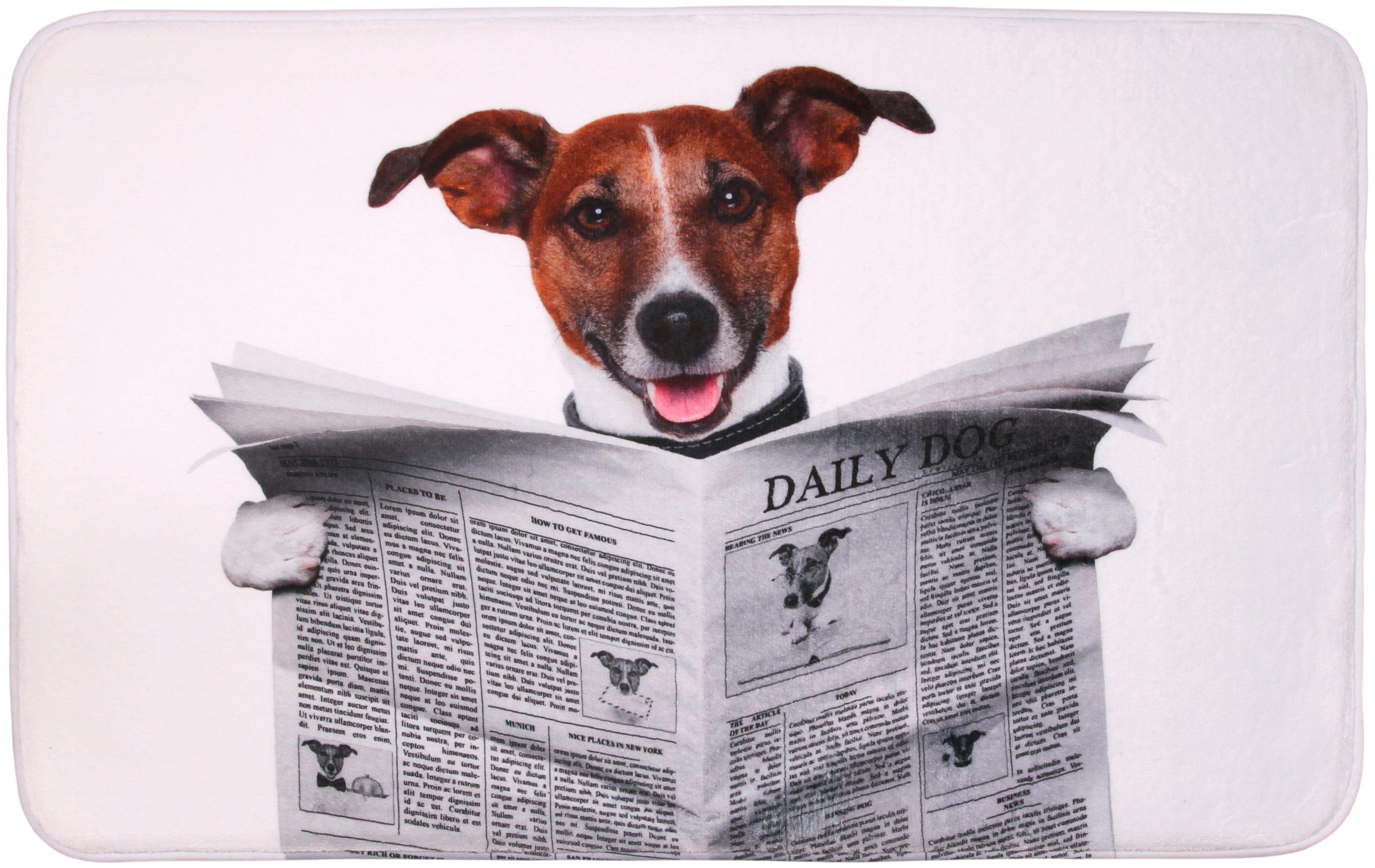 Sanilo Badematte Newspaper, Höhe 15 mm, schnell trocknend, Polyester, rechteckig, Memory Schaum