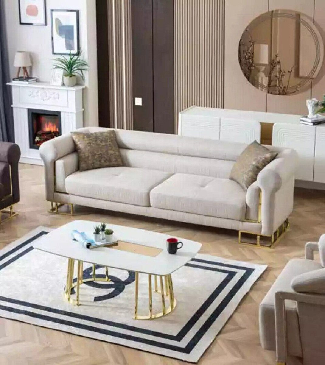 Wohnzimmer Sofa Teile, in Textil Europa JVmoebel Neu Sitzer Luxus, 3-Sitzer 3 Modern 1 Made Design