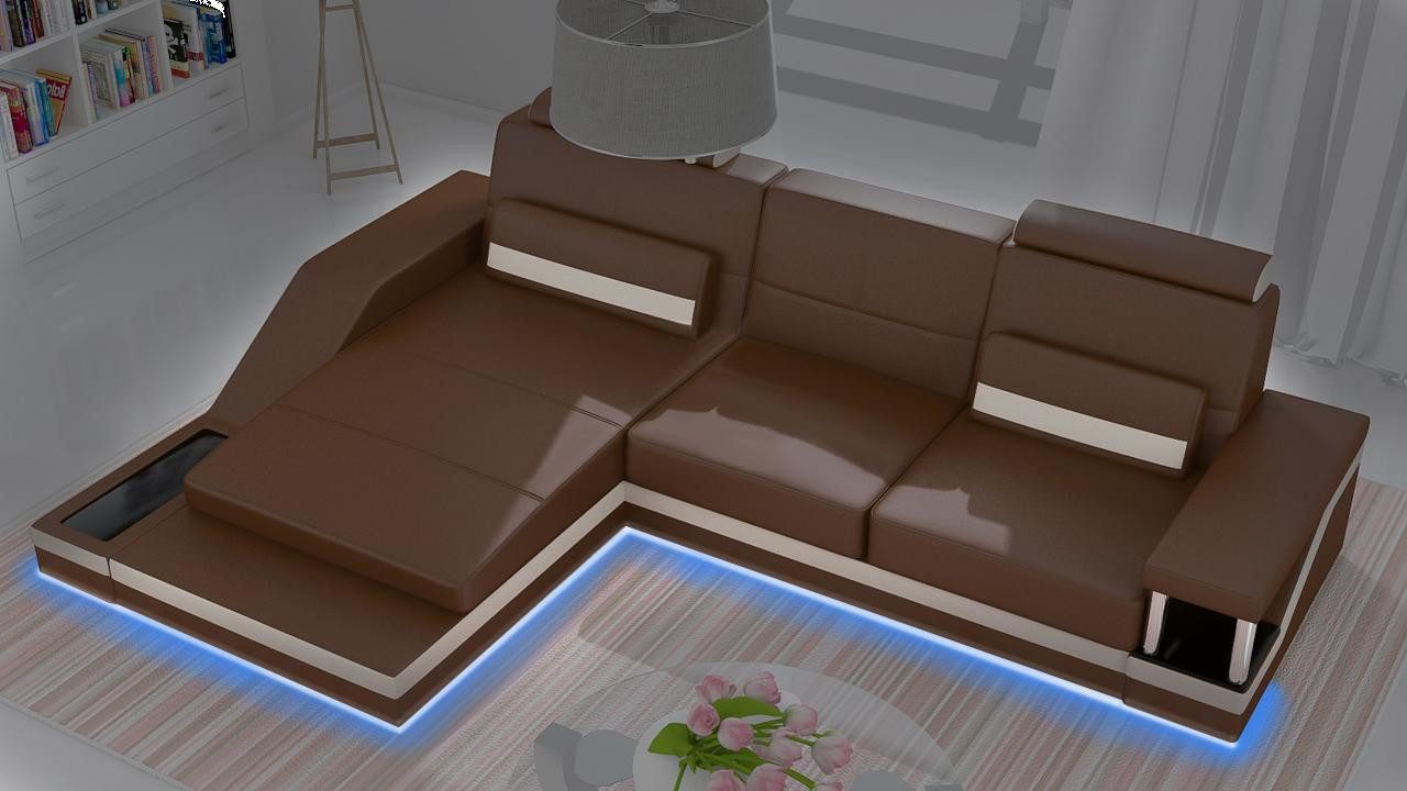 Xlmoebel Ecksofa Eckgarnitur Hamburg VI aus Leder und Stoff in modernem Design, Hergestellt in Europa