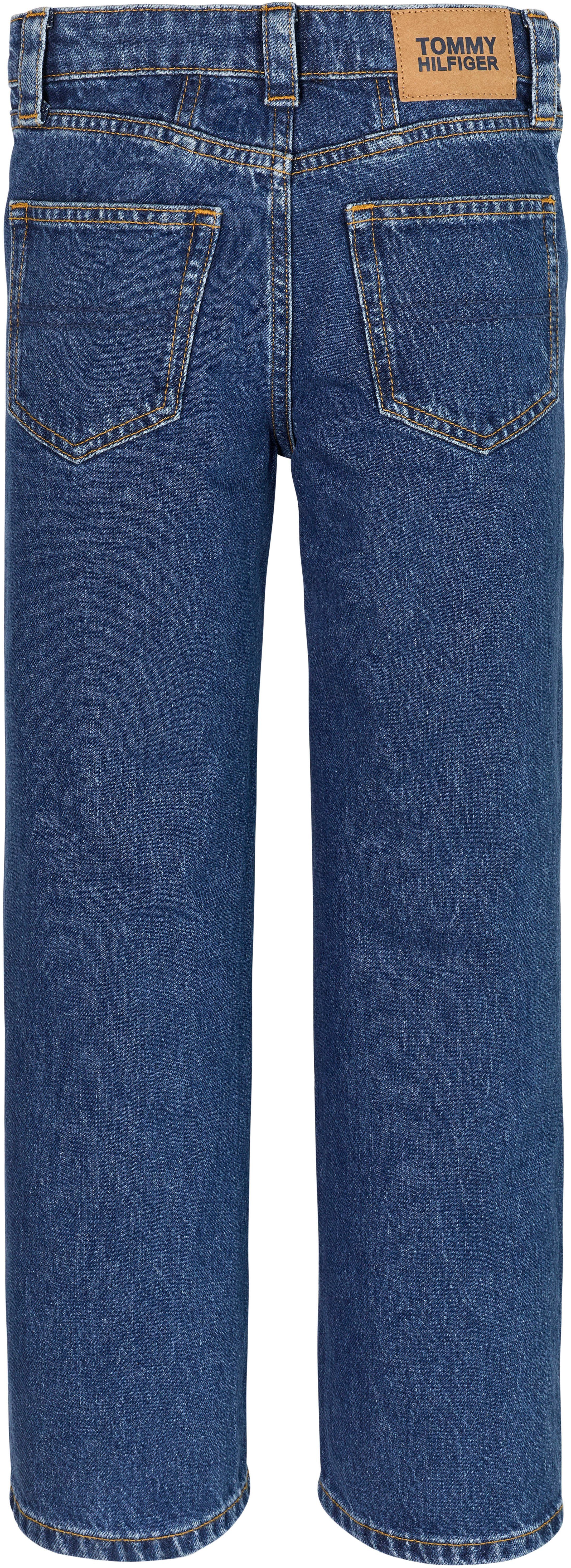Junior Tommy GIRLFRIEND Hilfiger 5-Pocket-Jeans BLUE Bund Kinder Kids Leder-Brandlabel MID hinteren am MiniMe,mit