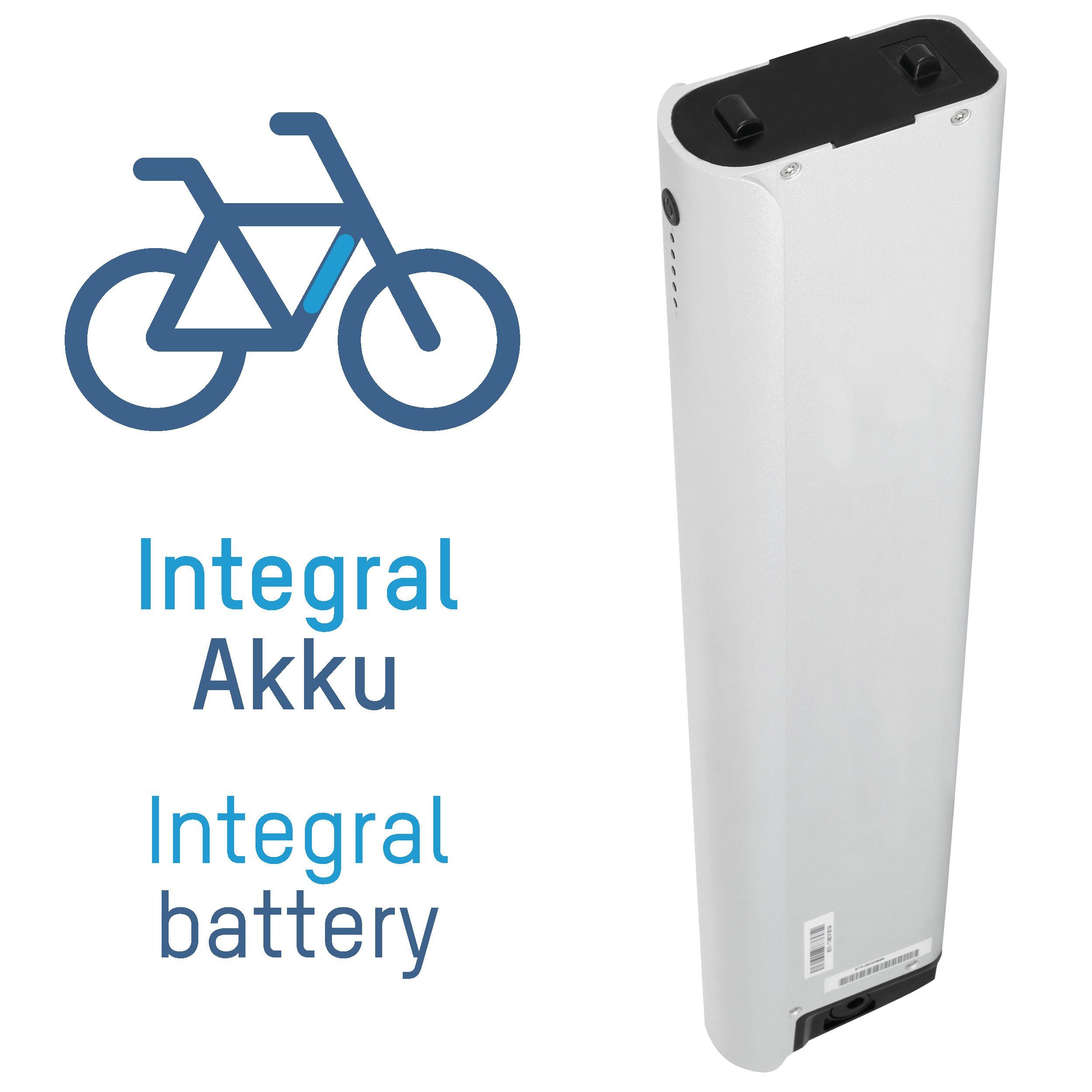 ANSMANN® E-Bike Pedelec Integral bis V und 36 Reichweite zu Akku Kapazität 11,6Ah km 417 Akku Wh 100 mit E-Bike