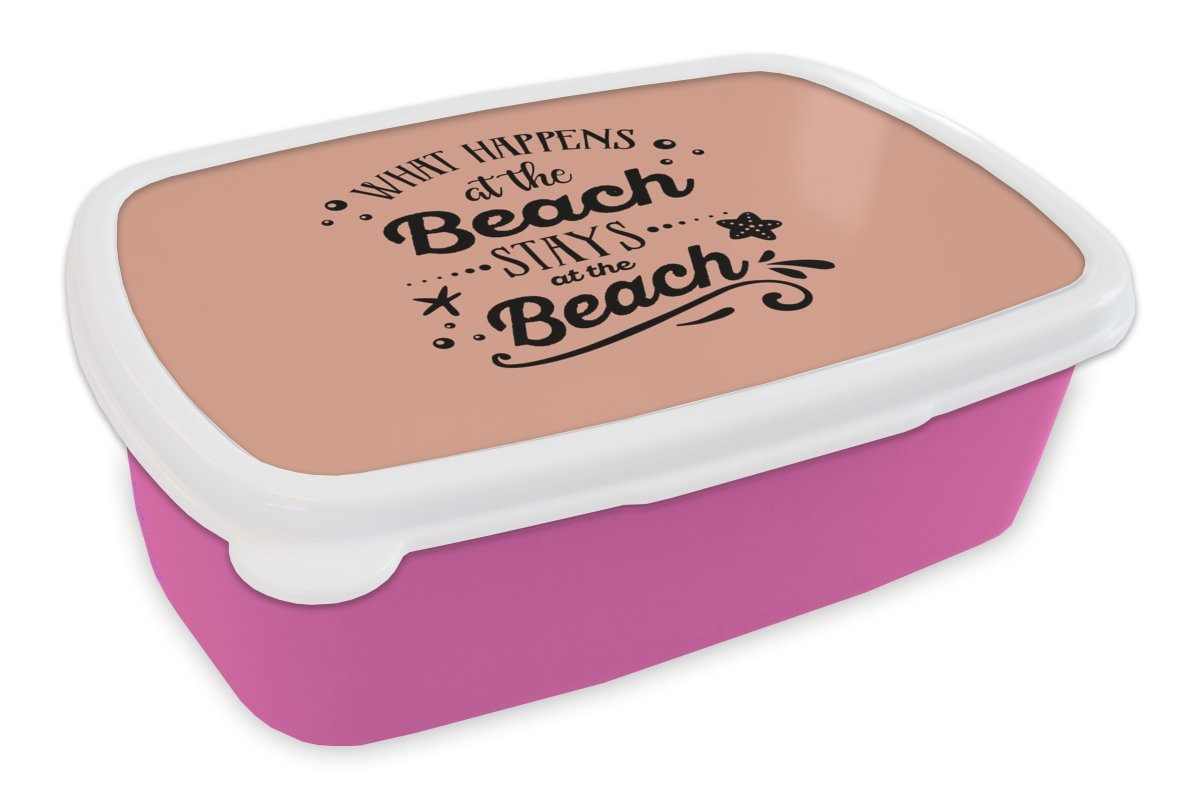 MuchoWow Lunchbox rosa (2-tlg), Sommer Seestern, Erwachsene, Snackbox, Zitate - Brotbox für Kunststoff, - Mädchen, Brotdose Kinder, Kunststoff