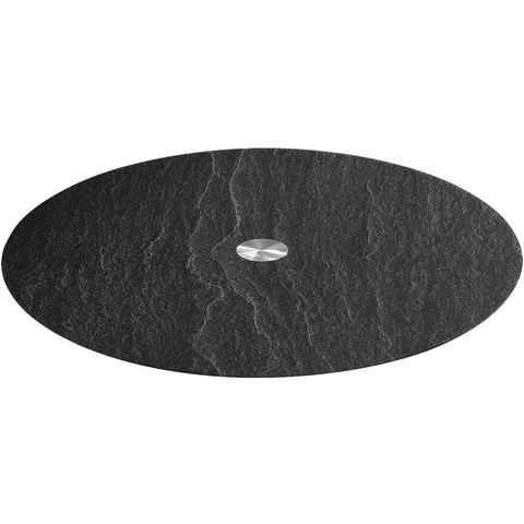 LEONARDO Servierplatte TURN, Edelstahl, Glas, 32,5 cm, schwarz Schieferoptic, drehbar